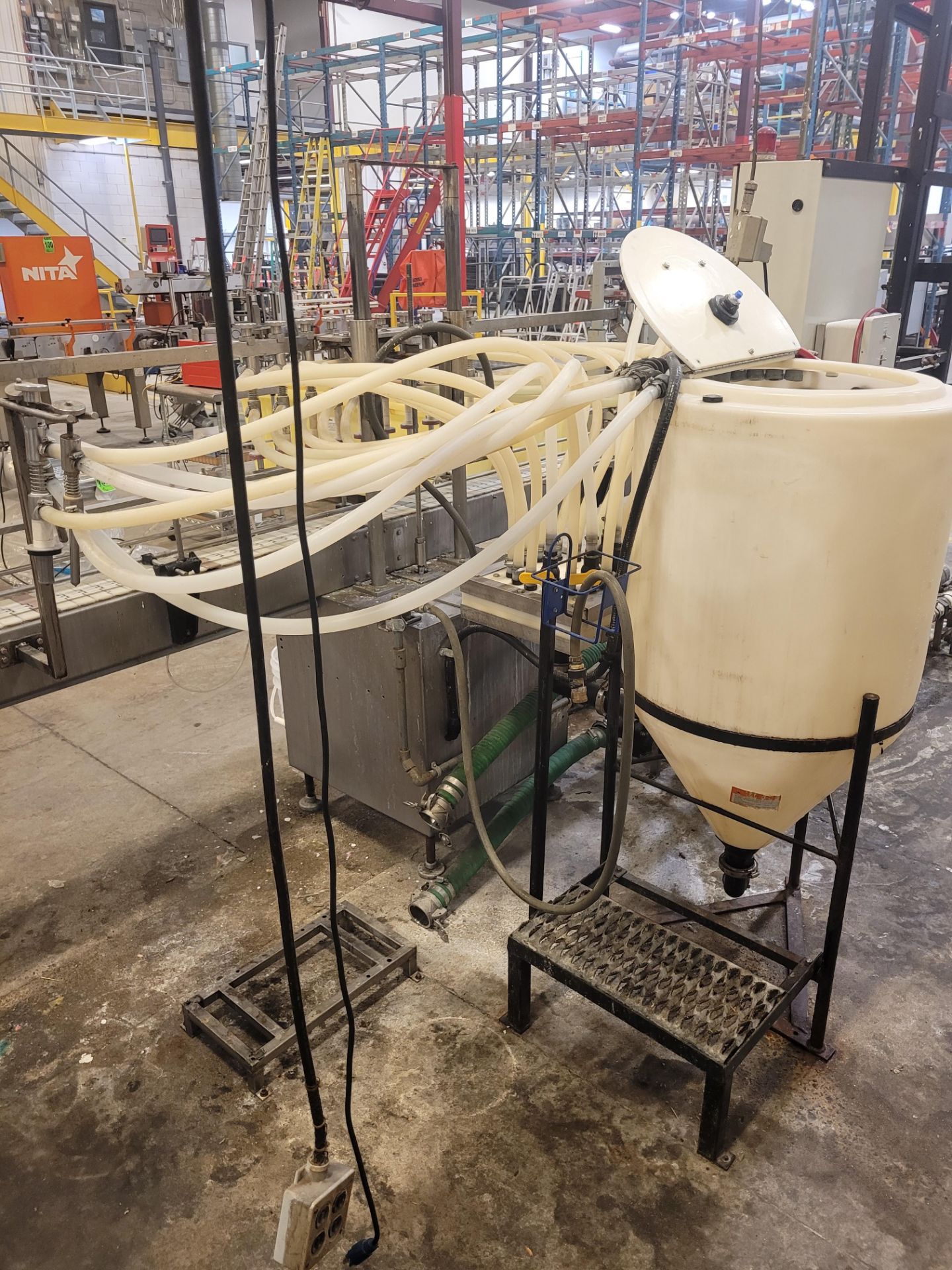 10-head pressure filler with motorized conveyor, 1L-4L cap., custom mfg. including control panel, co - Image 9 of 21