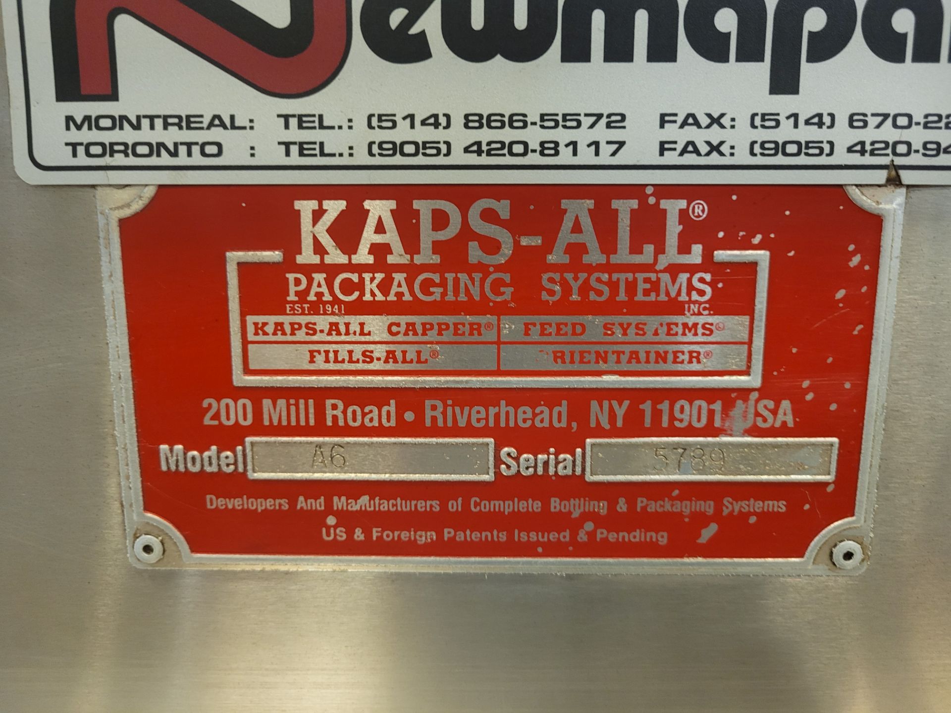 KAPS-ALL A6 6-Spindle Auto-Capper, ser. 5789, with KAPS-ALL cap feeder/elevator and motorized convey - Image 8 of 19