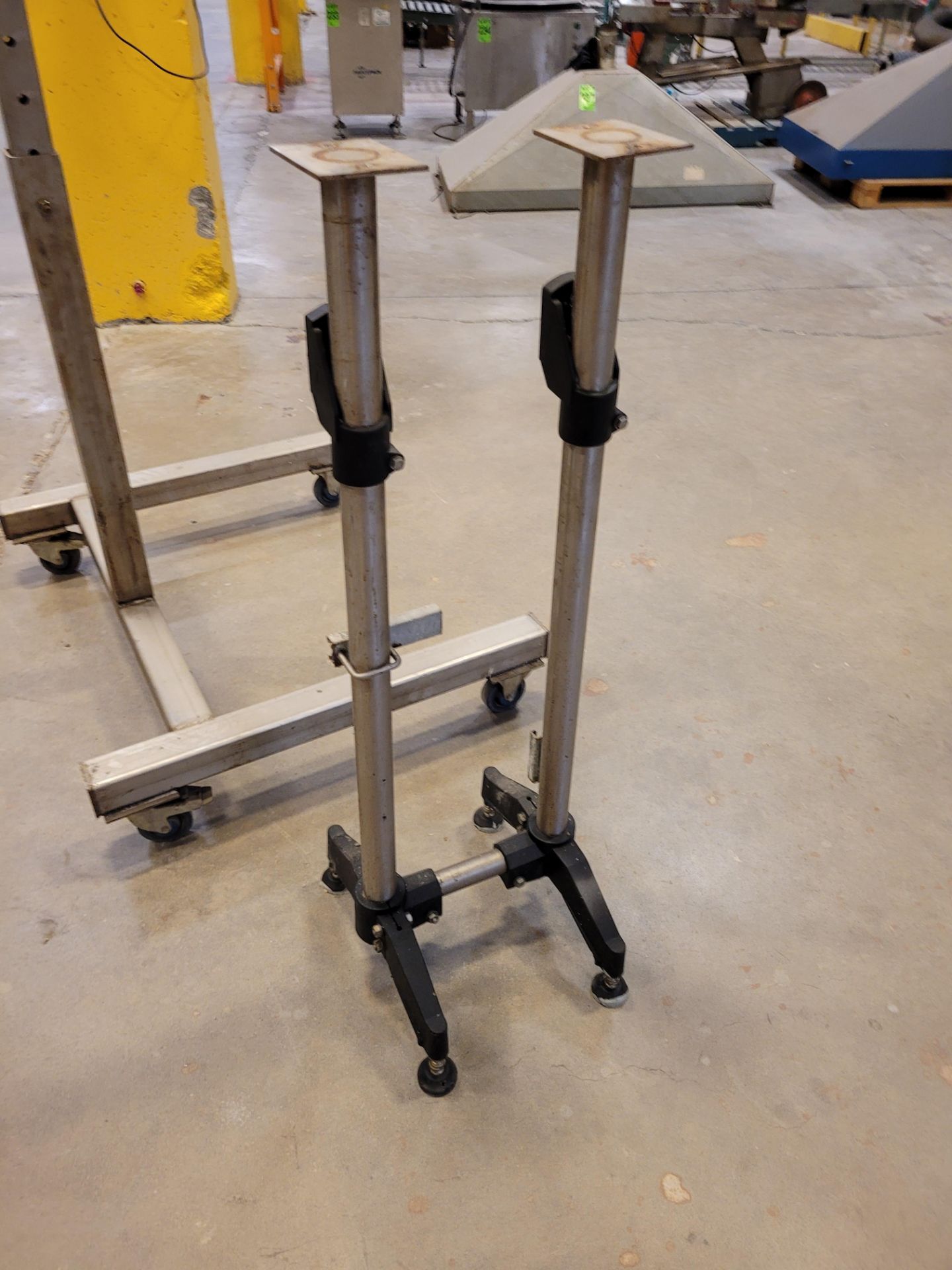 (1) Adjustable mobile stainless steel frame stand, (1) 2-piece adjustable equipment base - Image 2 of 3