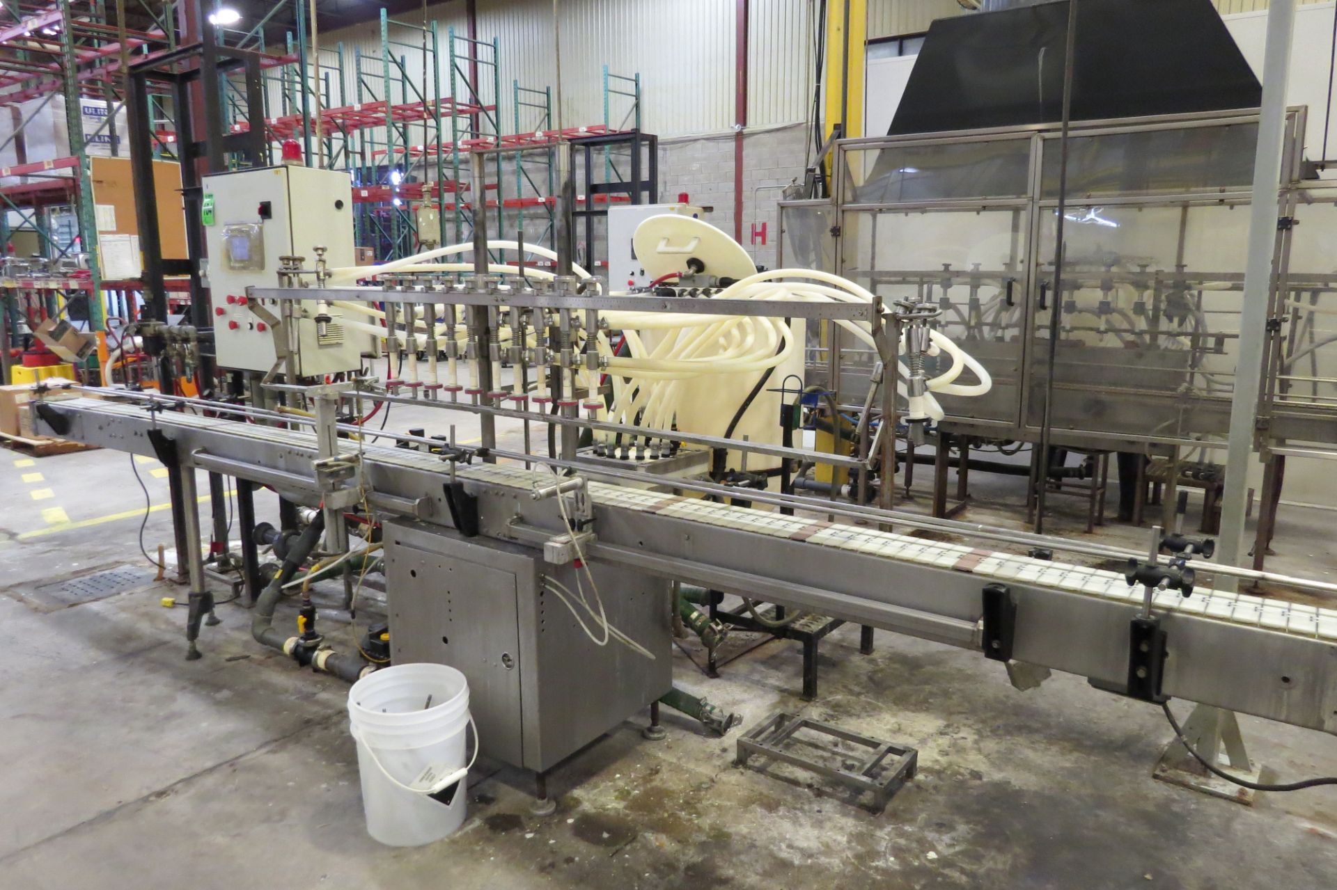 10-head pressure filler with motorized conveyor, 1L-4L cap., custom mfg. including control panel, co - Image 16 of 21