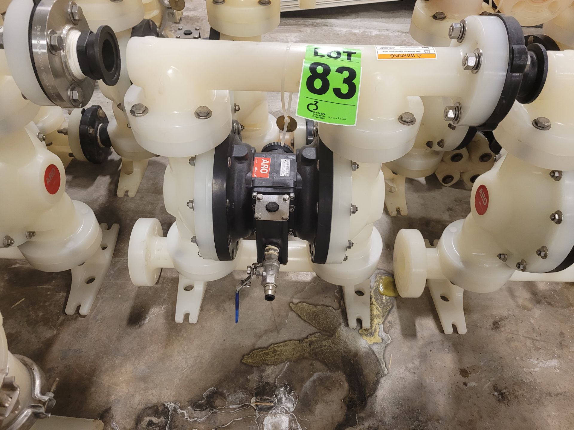 1.5" ARO Double Diaphragm pump mod. PD15P-FPS-PTT chemical resistant pump ser. SPG1186062 120psi/8