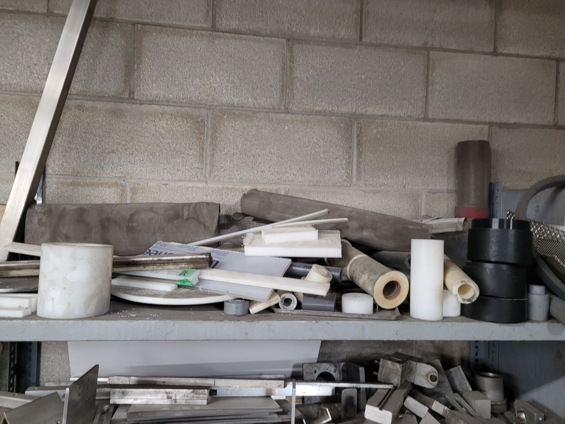 Lot of metal shelving and contents of aluminum, stainless steel, parts, chains - Image 2 of 5