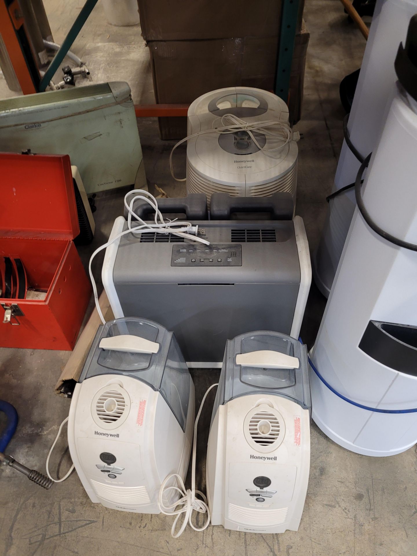 Lot of (7) water coolers with water lines, (4) HONEYWELL & (1) assorted humidifiers - Image 2 of 4