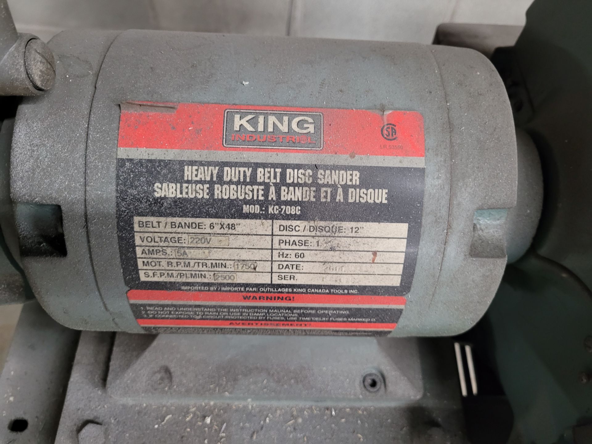 KING INDUSTRIAL heavy duty belt disc sander mod. KC-708C - Image 3 of 3