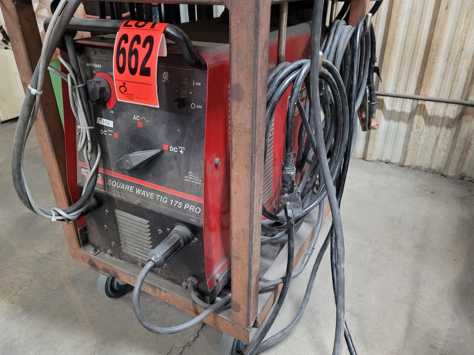 LINCOLN ELECTRIC Square Wave TIG 175 PRO with hoses, torch, clamps on steel 3-level cart and HOBART - Image 3 of 9