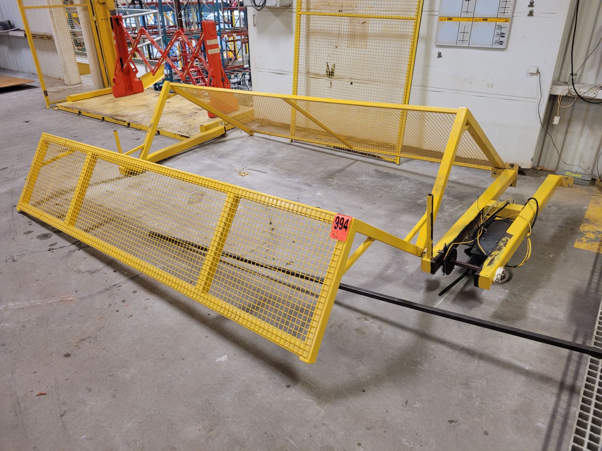 Automatic safety gate enclosure - partially dismantled for tank removal on mezzanine