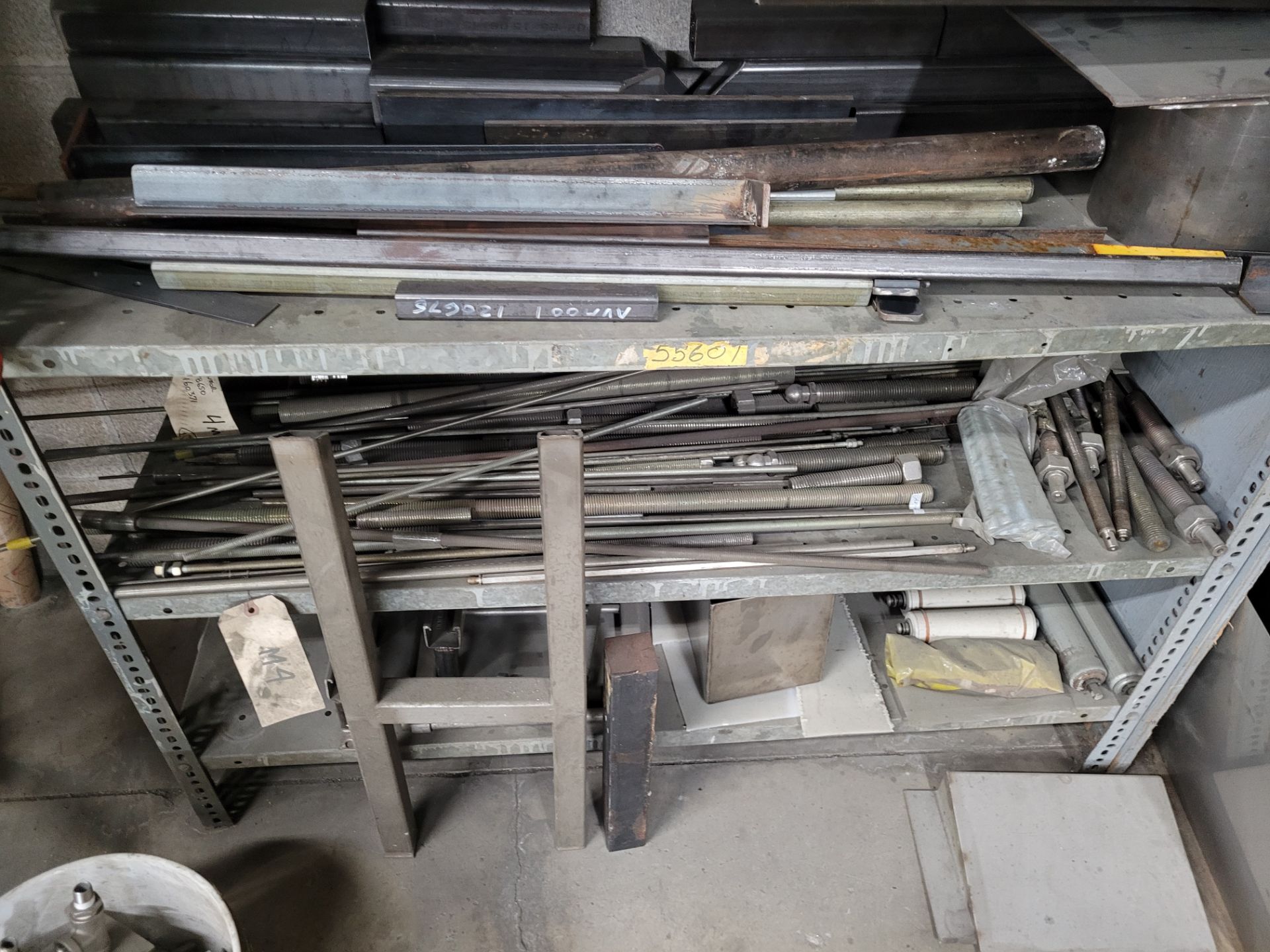 Lot of metal shelving and contents of aluminum, stainless steel, parts, chains - Image 4 of 5