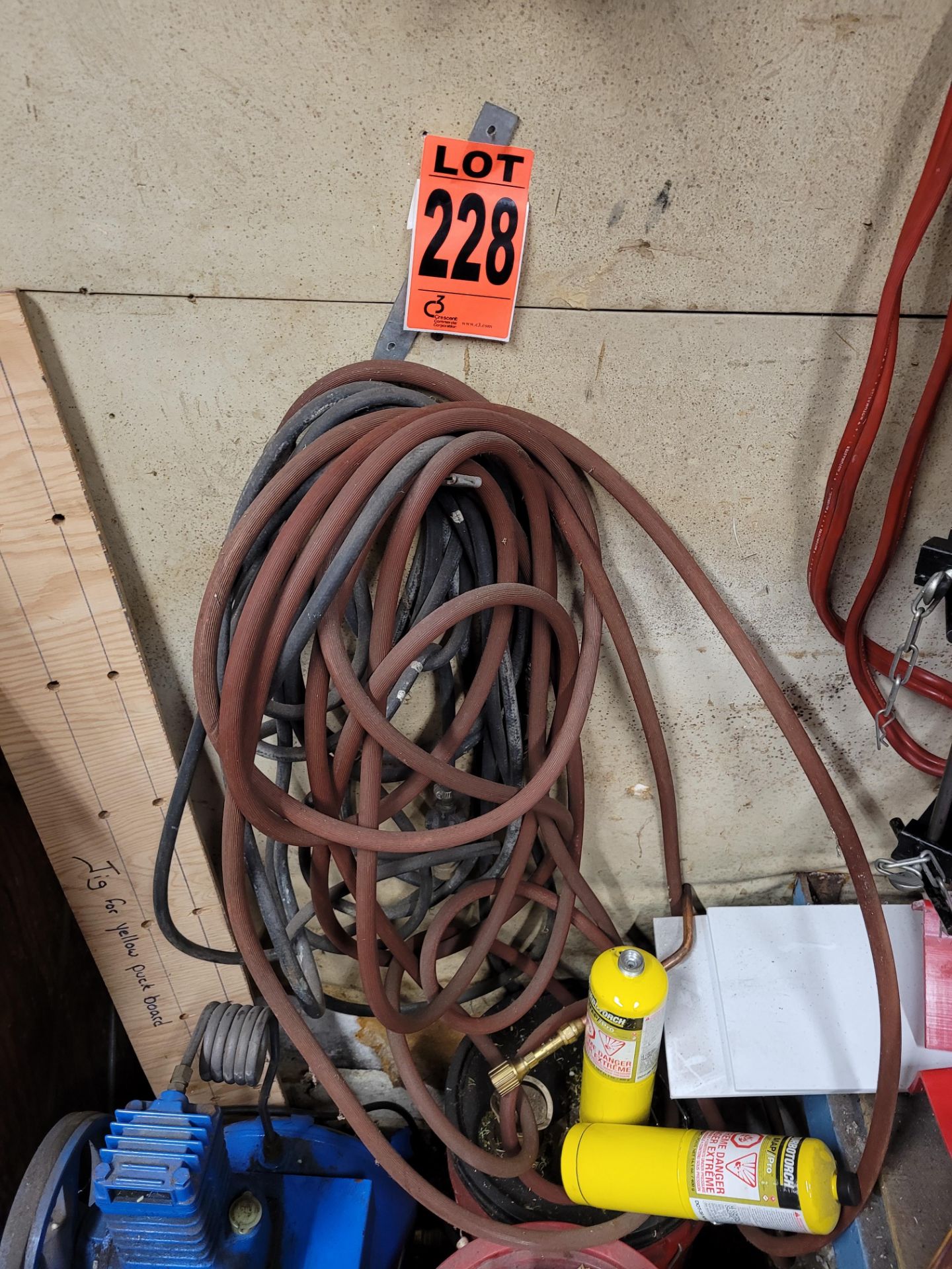 Lot of welding accessories include hose, torch, fuel cannisters