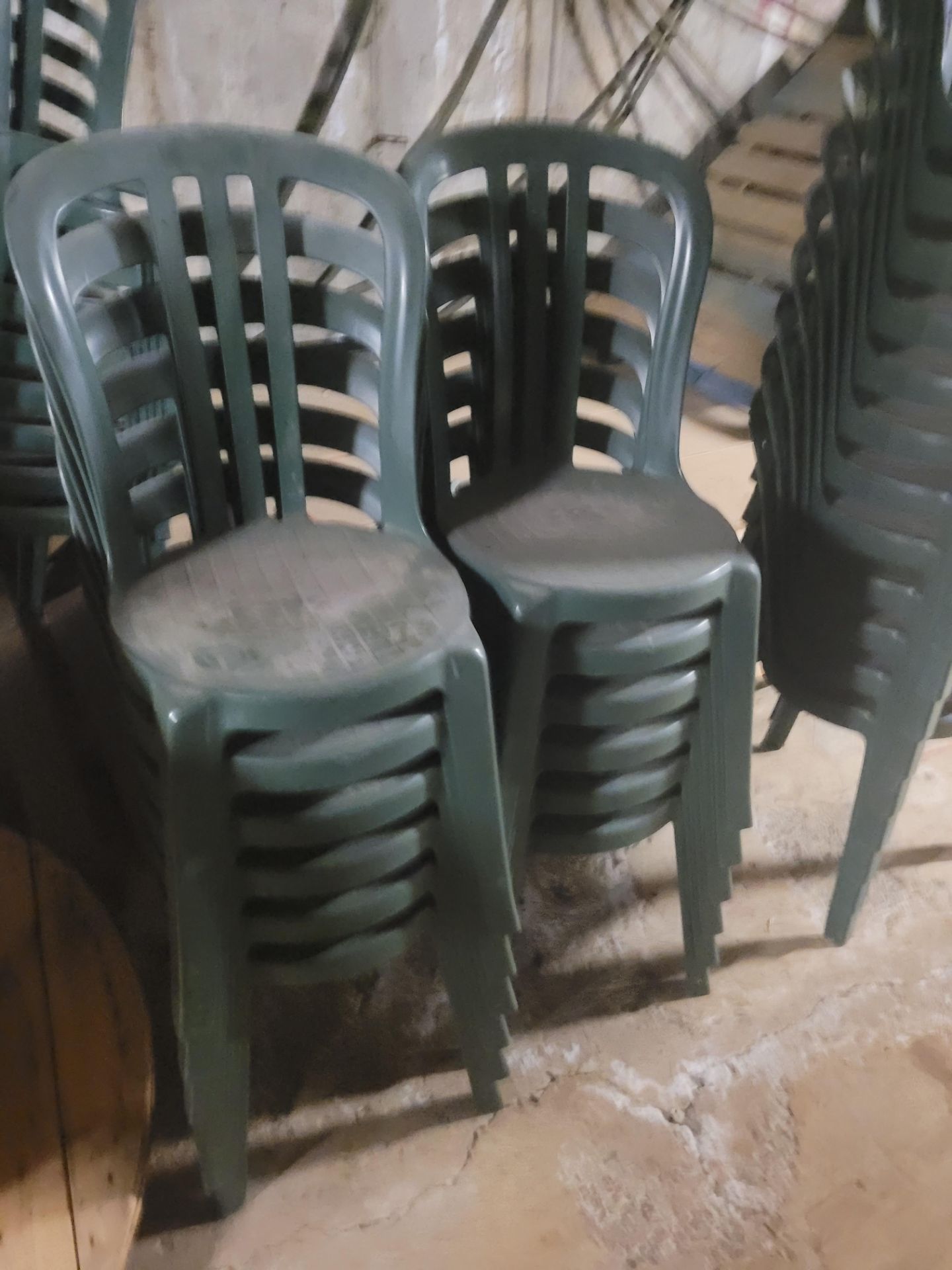 Lot of (40) Plastic patio chairs - Green - Image 3 of 4