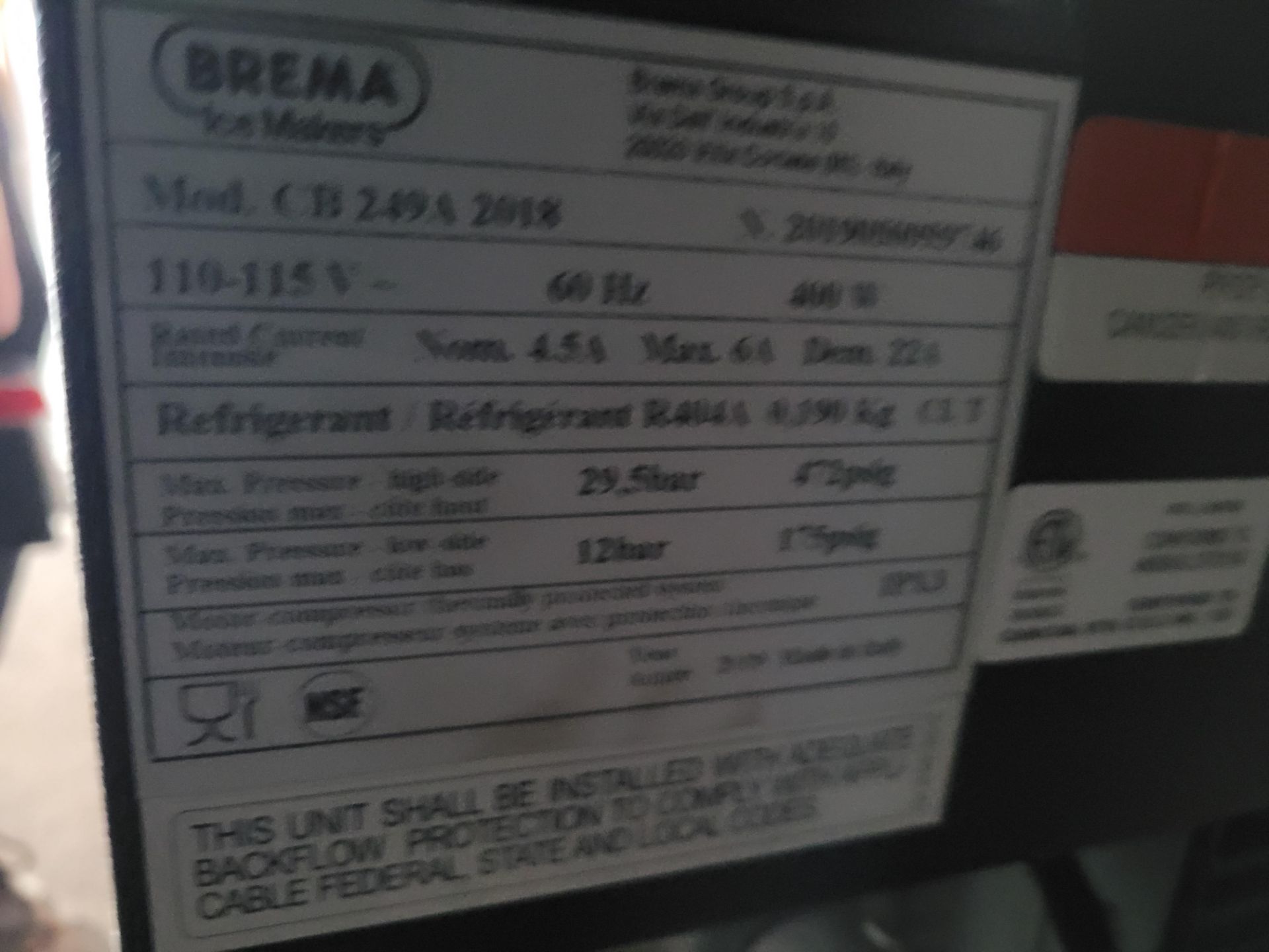 BREMA Ice Maker mod. CB 2-49A 2018 110V - Image 6 of 6