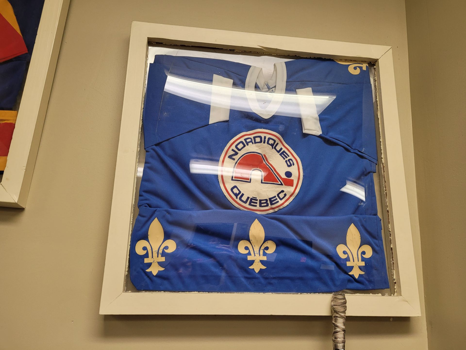 Vintage Quebec Nordiques Jersey - Framed/Behind Glass - Sports Memorabilia