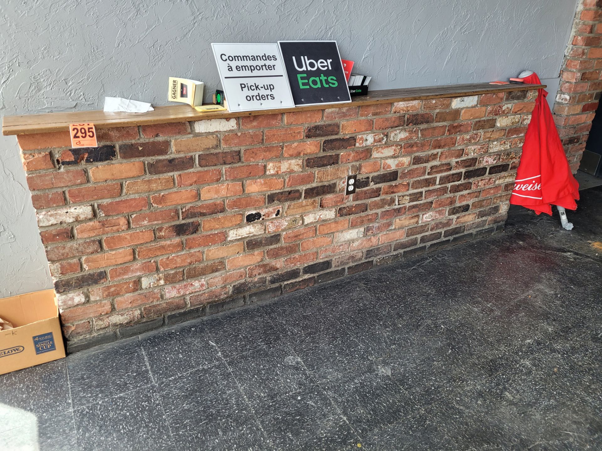 Brick Décor - Wall & Archway - mortared brick with wood countertop and mortared brick archway