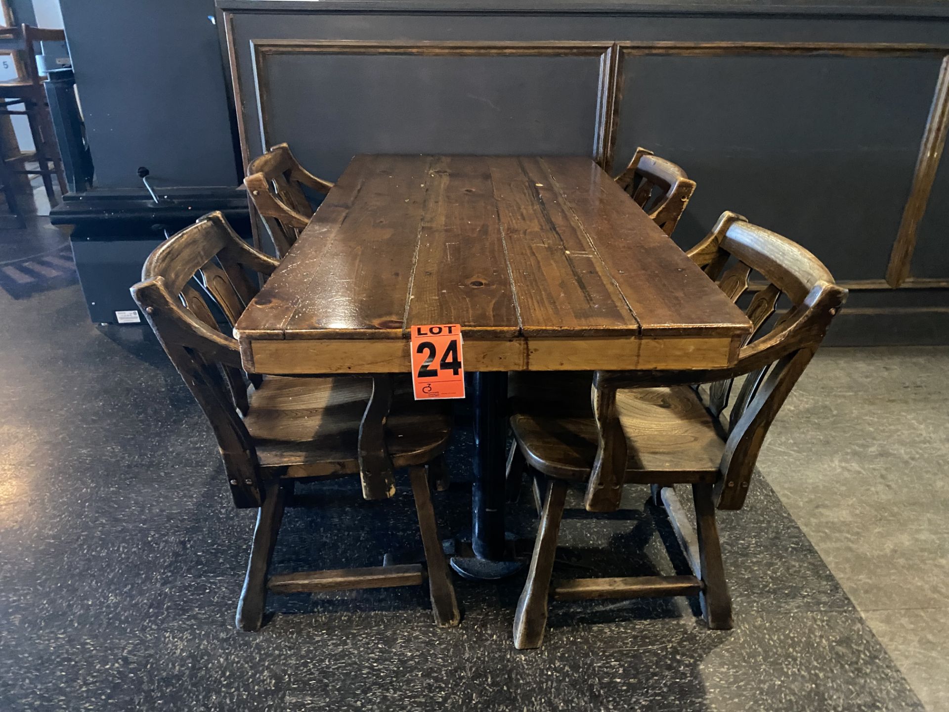 4-Seat varnished hardwood dining table and (4) pub-style wooden chairs - Image 2 of 2