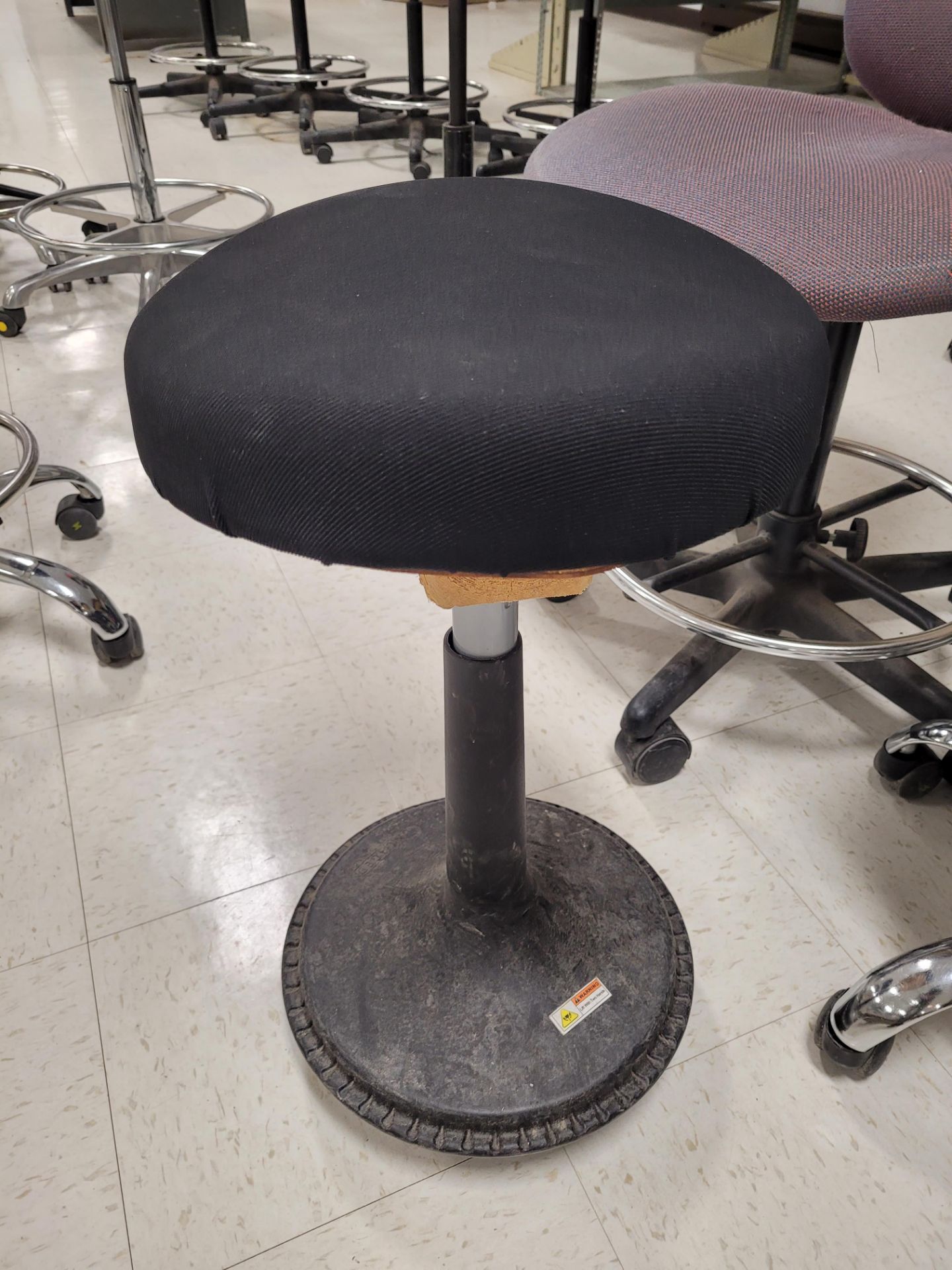 (3) Workshop stools, (2) with footring and wheeled base, 1 on round base for tilting - Image 4 of 4