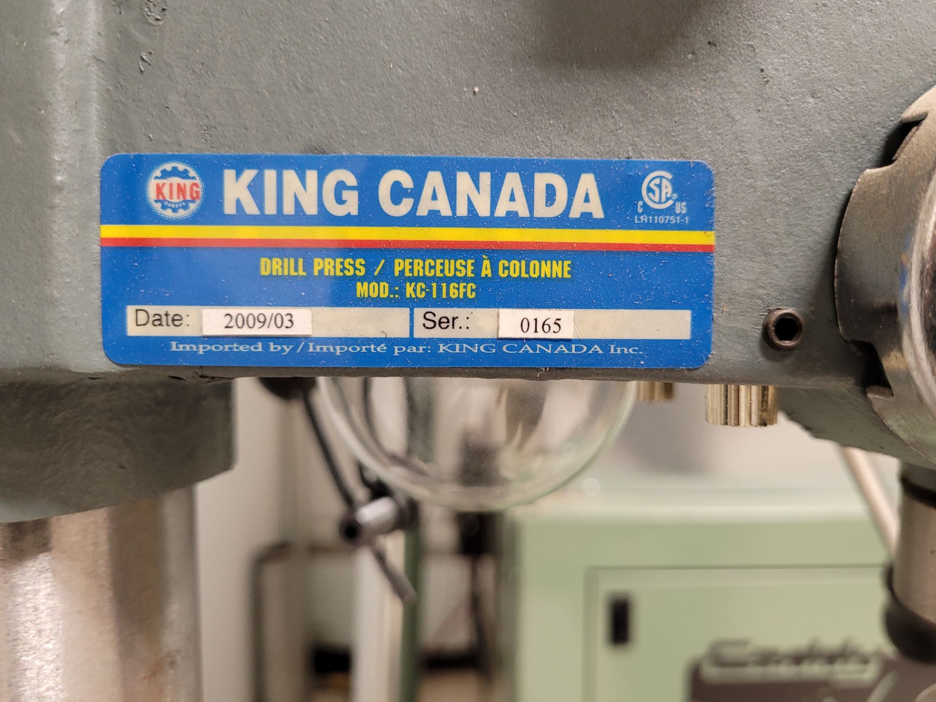 2009 KING CANADA drill press mod. KC116FC with dual laser guide, ser. 0165 - Image 3 of 3