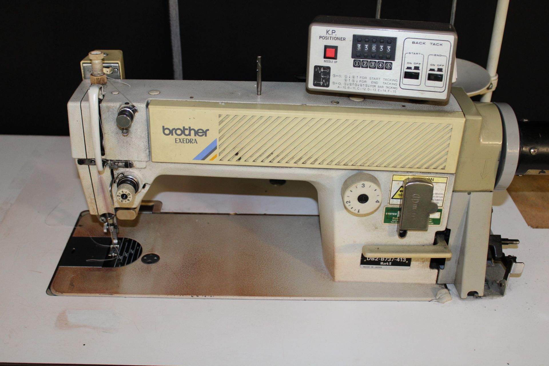 BROTHER mod. DB2-737-403, industrial sewing machine, P/T/FOOT LIFT, Sure Stop, 110V, White - Image 3 of 5