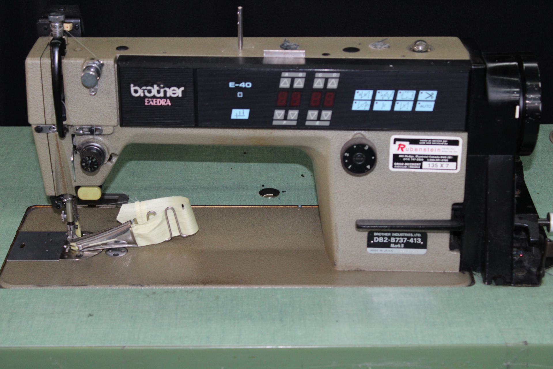 BROTHER mod. DB2-737-413 industrial sewing machine, P/T/FOOT LIFT, Mark II, 110V, - Image 3 of 5