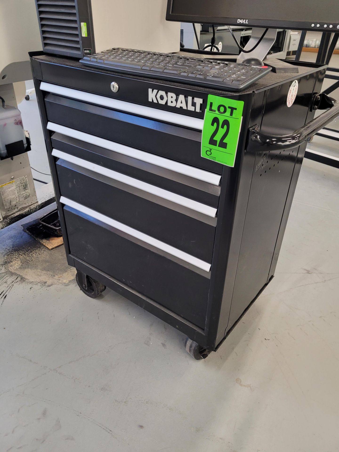 4-door KOBALT Toolchest on casters with handle (no contents, contents available in Lot 21 - MUTOH 7-