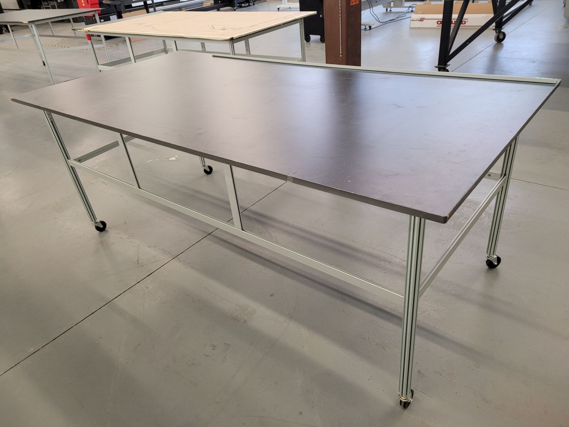 Worktable on aluminum frame, melamine top, on casters, 4' x 8' - Image 2 of 2