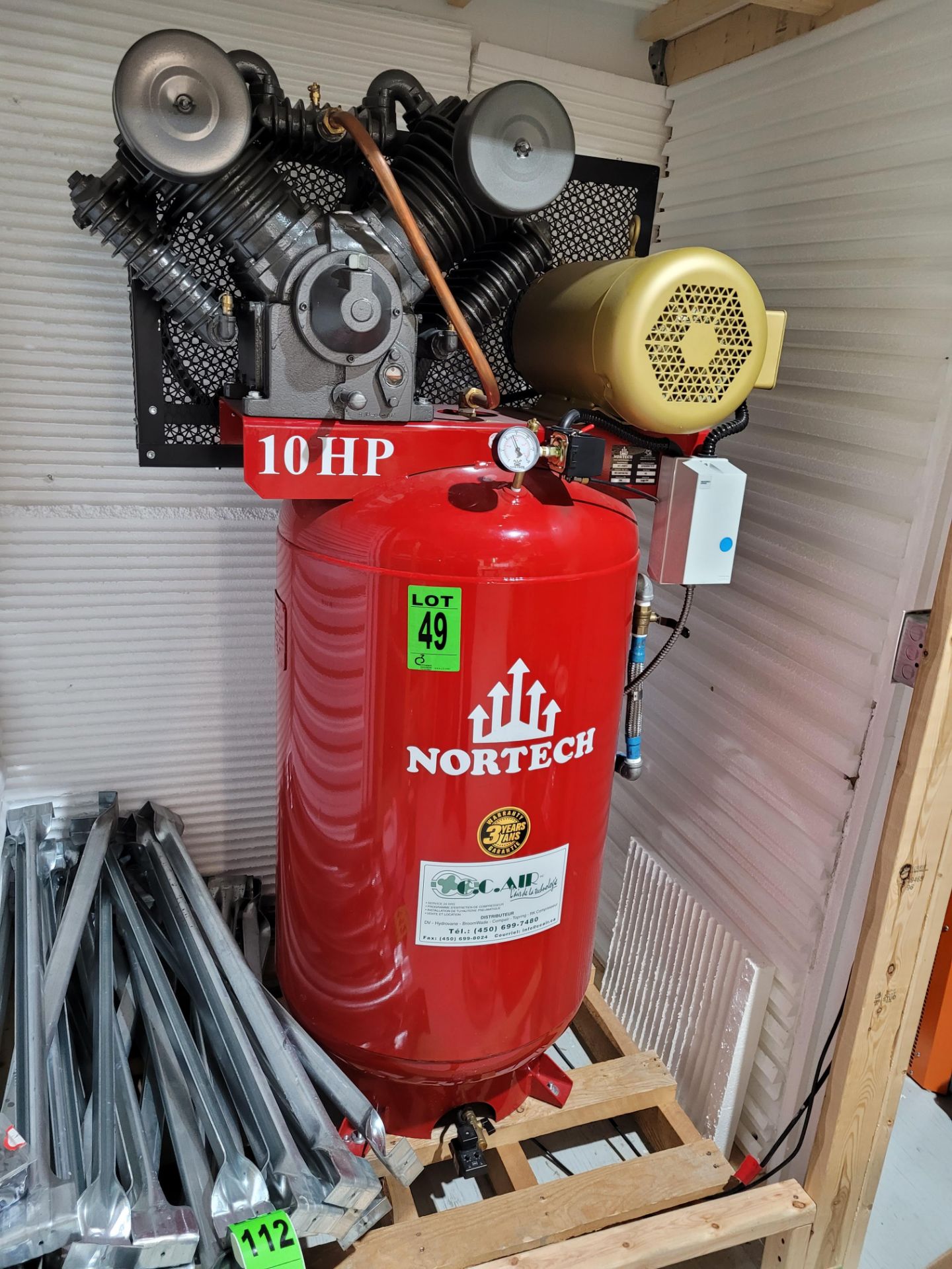 NORTECH mod. NT-1080V 10 HP Air Compressor, 150psi, ser. 0512M105753, 150 PSI, 575V / 3PH / 60HZ / - Image 5 of 8