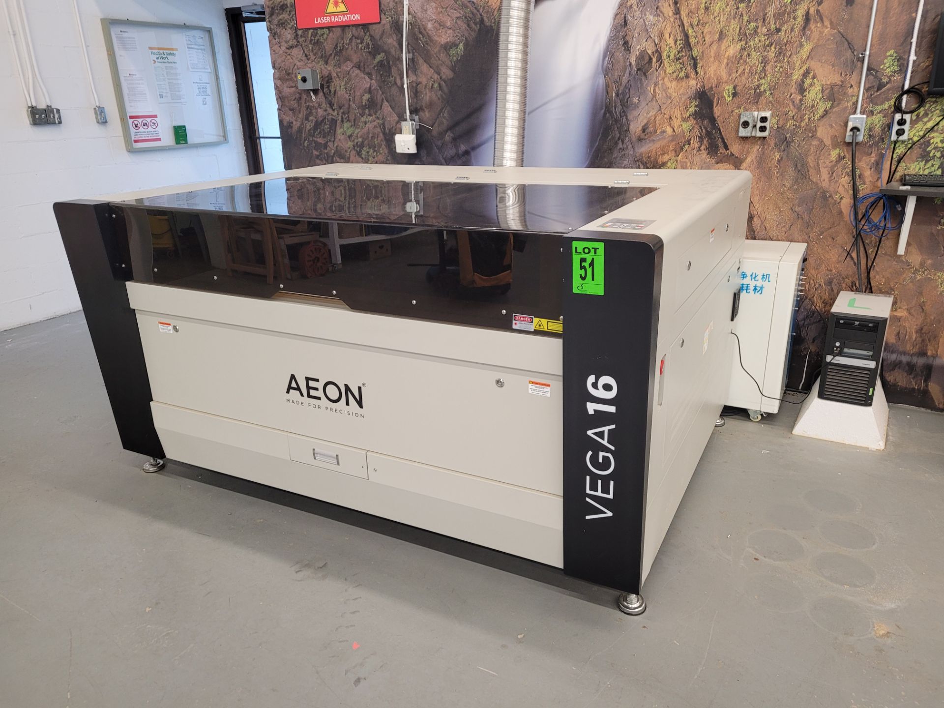 AEON mod. VEGA 16 Laser Cutter, with ultraviolet machine mod. ZR-933 and accessories, dim. 84"x63"x4