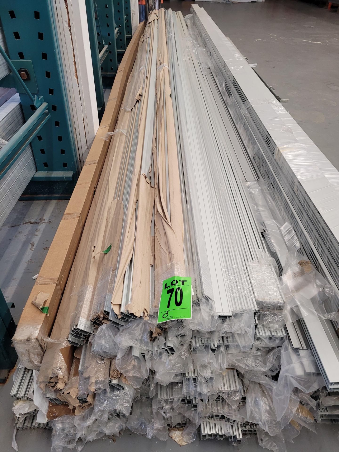 Lot of aluminum extrusions (45) packs of bars, ~20' L, ~500gkg total weight