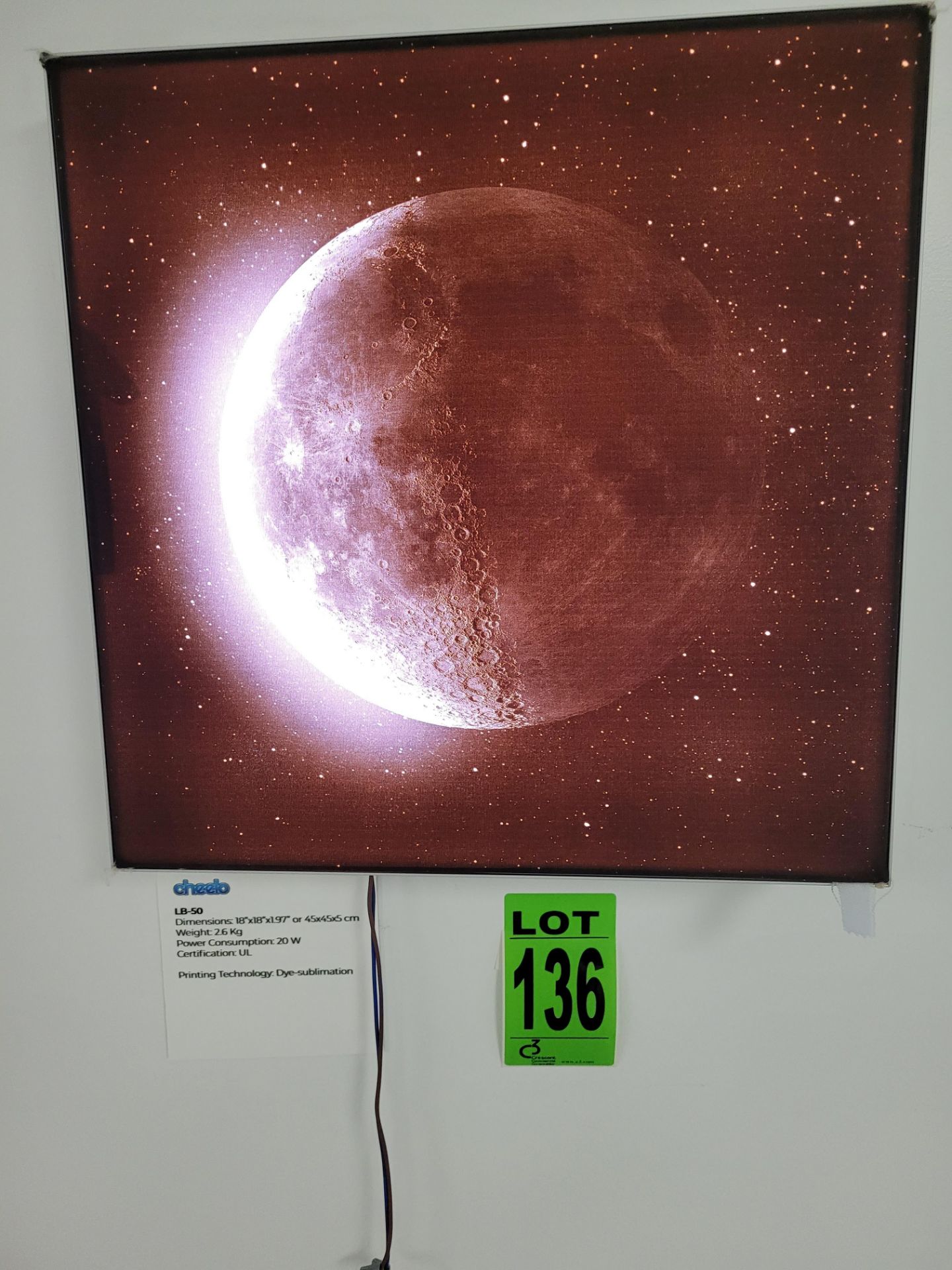 IRIDANCE backlit LED panel, Moon, 18" x 18" x17", Dye Sublimated