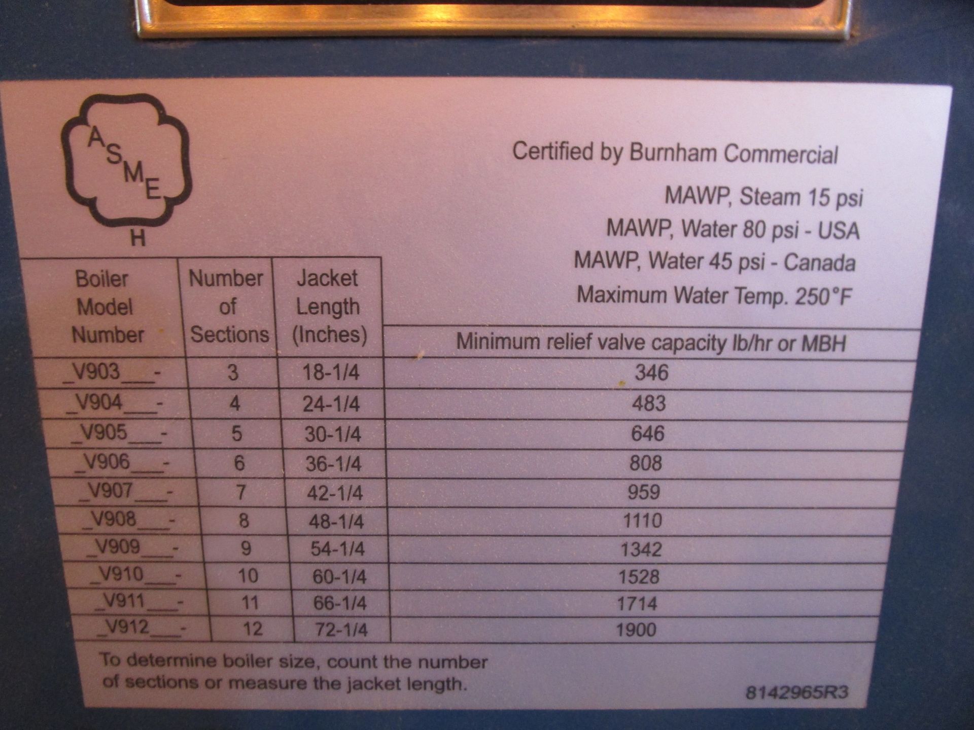 Burnham V903A Low Pressure Boiler - Image 7 of 11