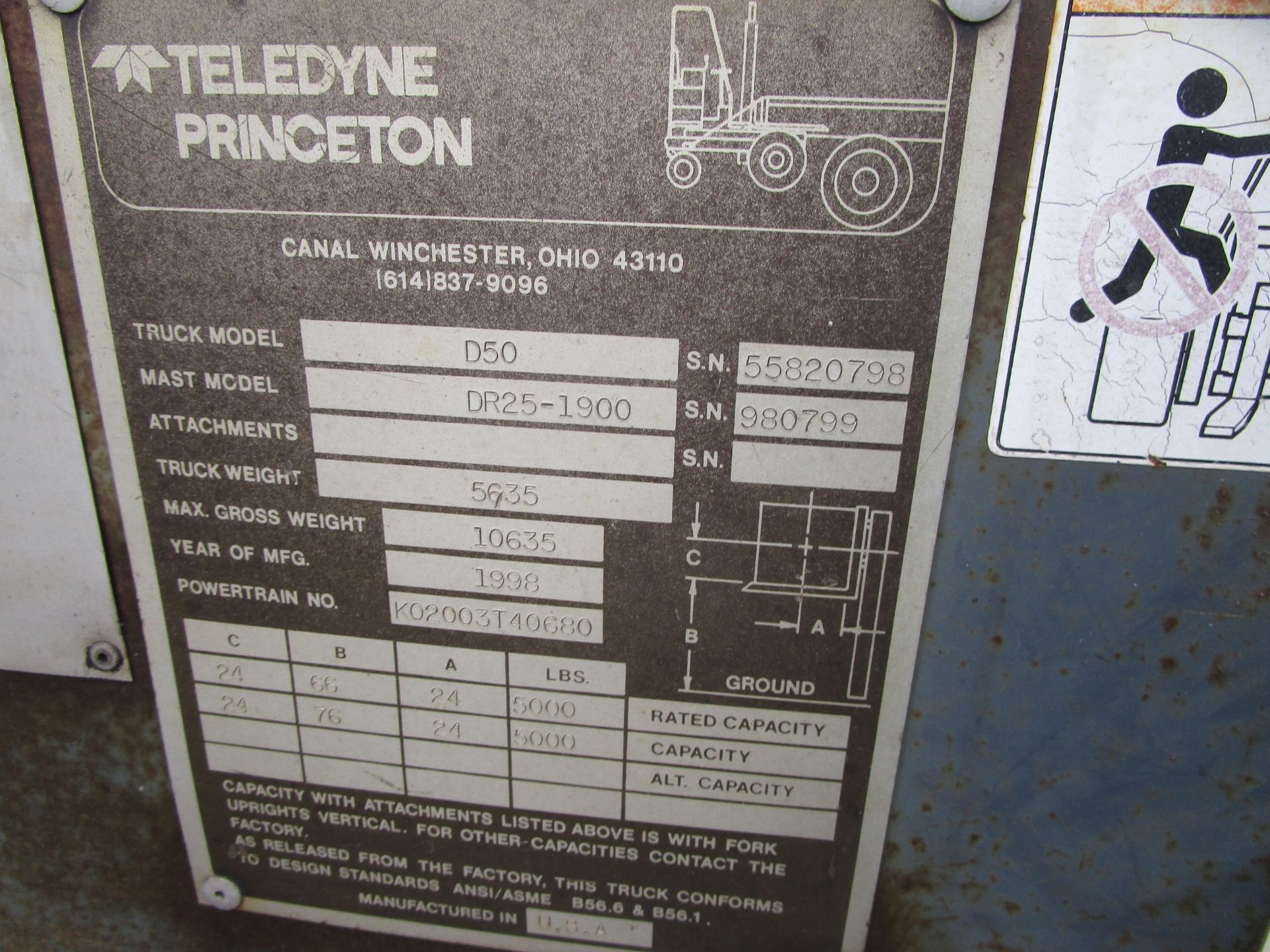 Teledyne Princeton D50 Piggyback Forklift - Image 13 of 13