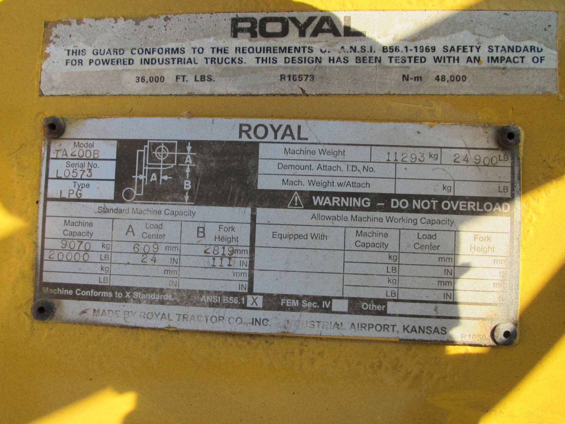 Royal TA200B 20,000 lb Forklift - Image 13 of 13