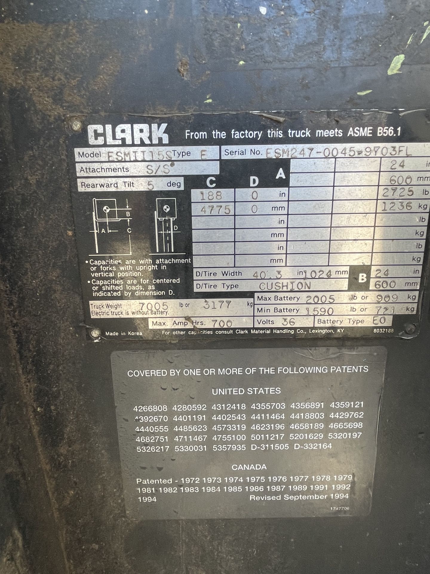 Clark ESM1115S Forklift - Image 5 of 8