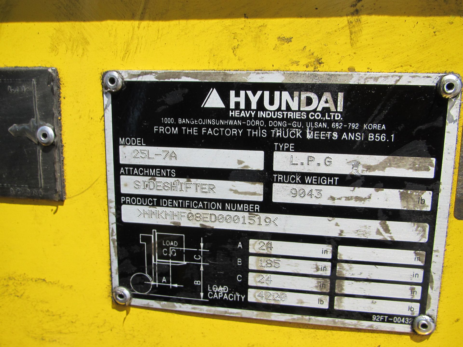 Hyundai 25L-7A 5,000lb Forklift - Image 10 of 10