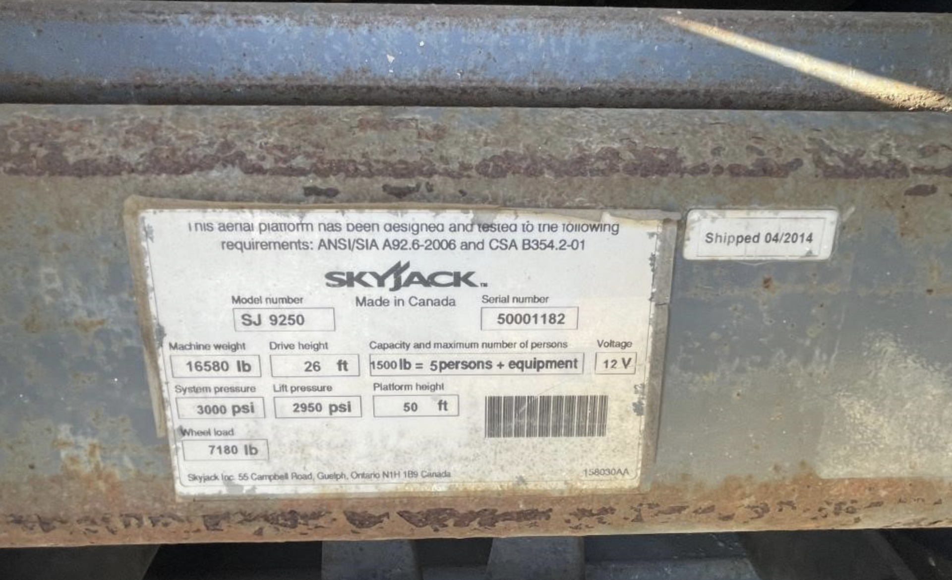 2014 Skyjack 9250 50ft Rough Terrain Scissorlift - Image 13 of 13