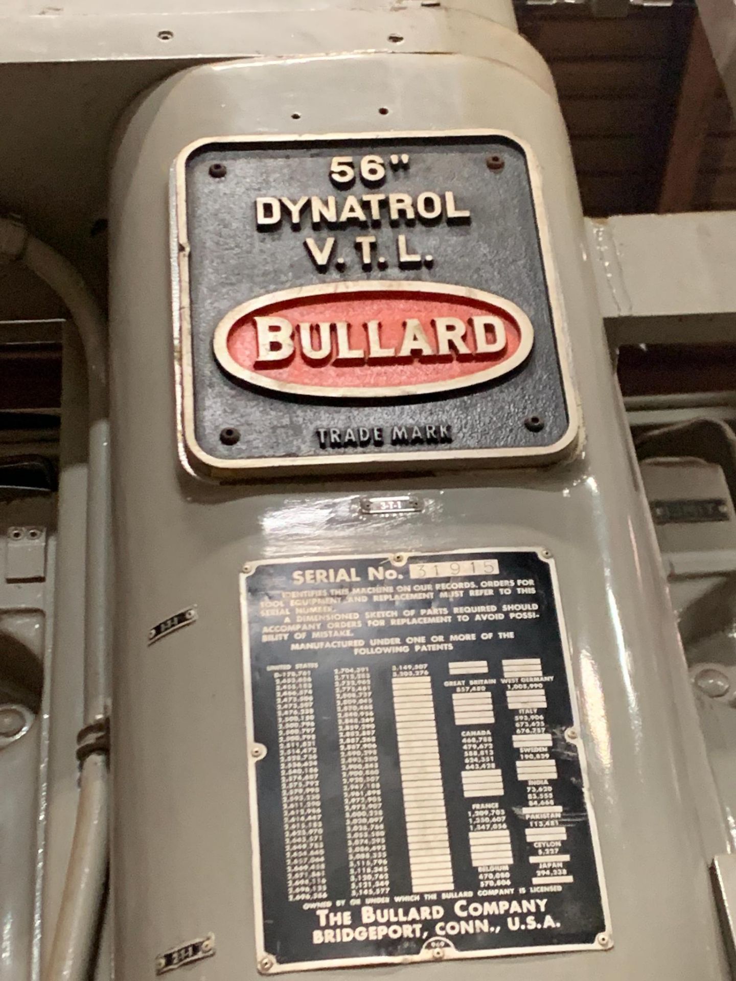 56" Bullard Dynatrol (VTL) Vertical Turret Lathe Model: 56" Dynatrol Serial Number: 31915 56" Bullar - Image 20 of 21