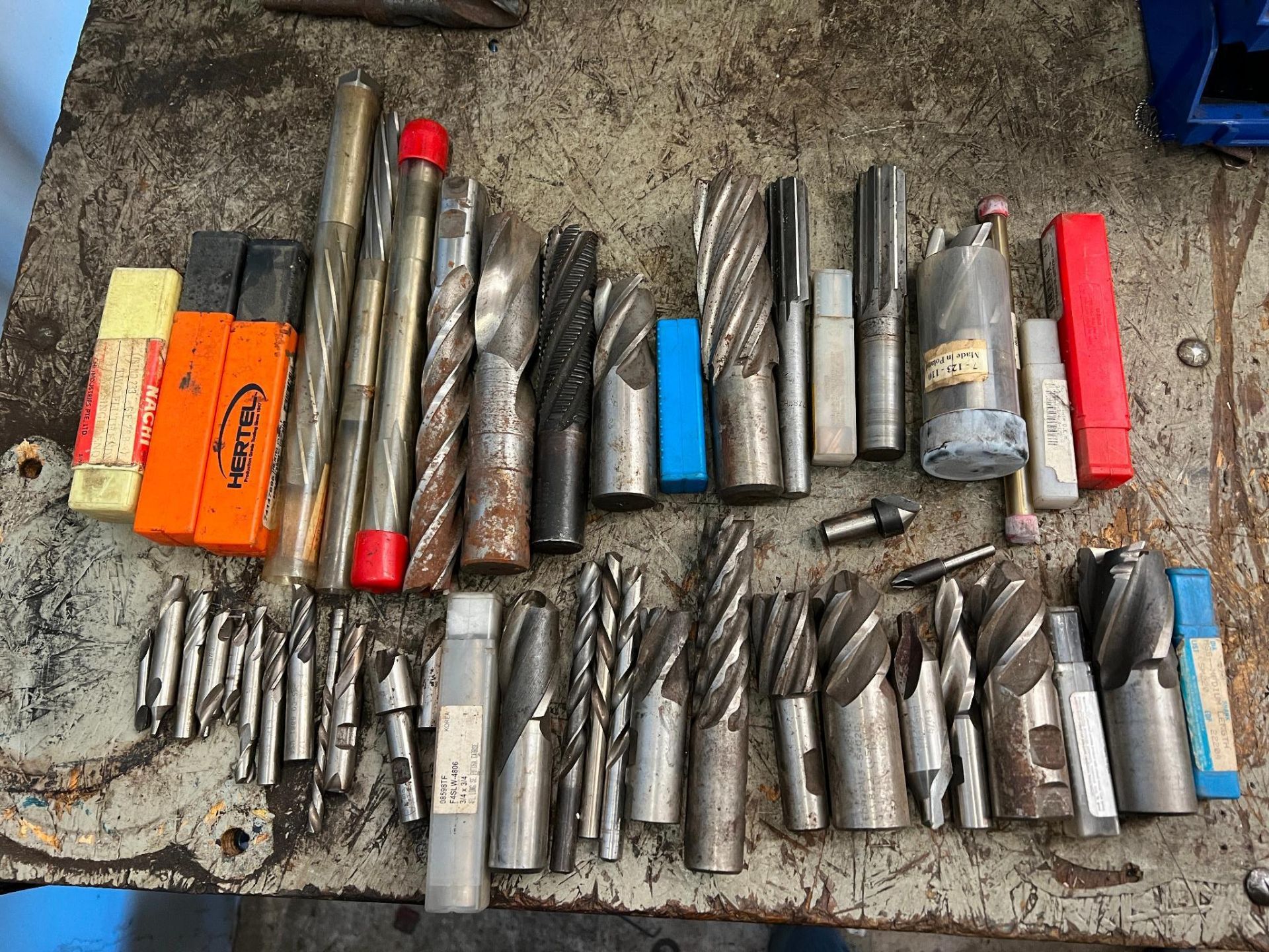 Lot of assorted HSS tooling to include end mills, drills, reamers and more