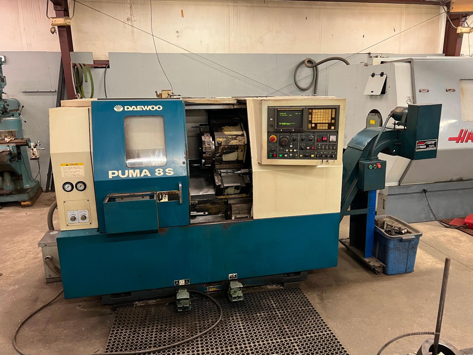 1996 Daewoo Puma 8S CNC Turning Center Serial Number PMBS8420. 2-Axis Machine Max Swing Over Bed: 19