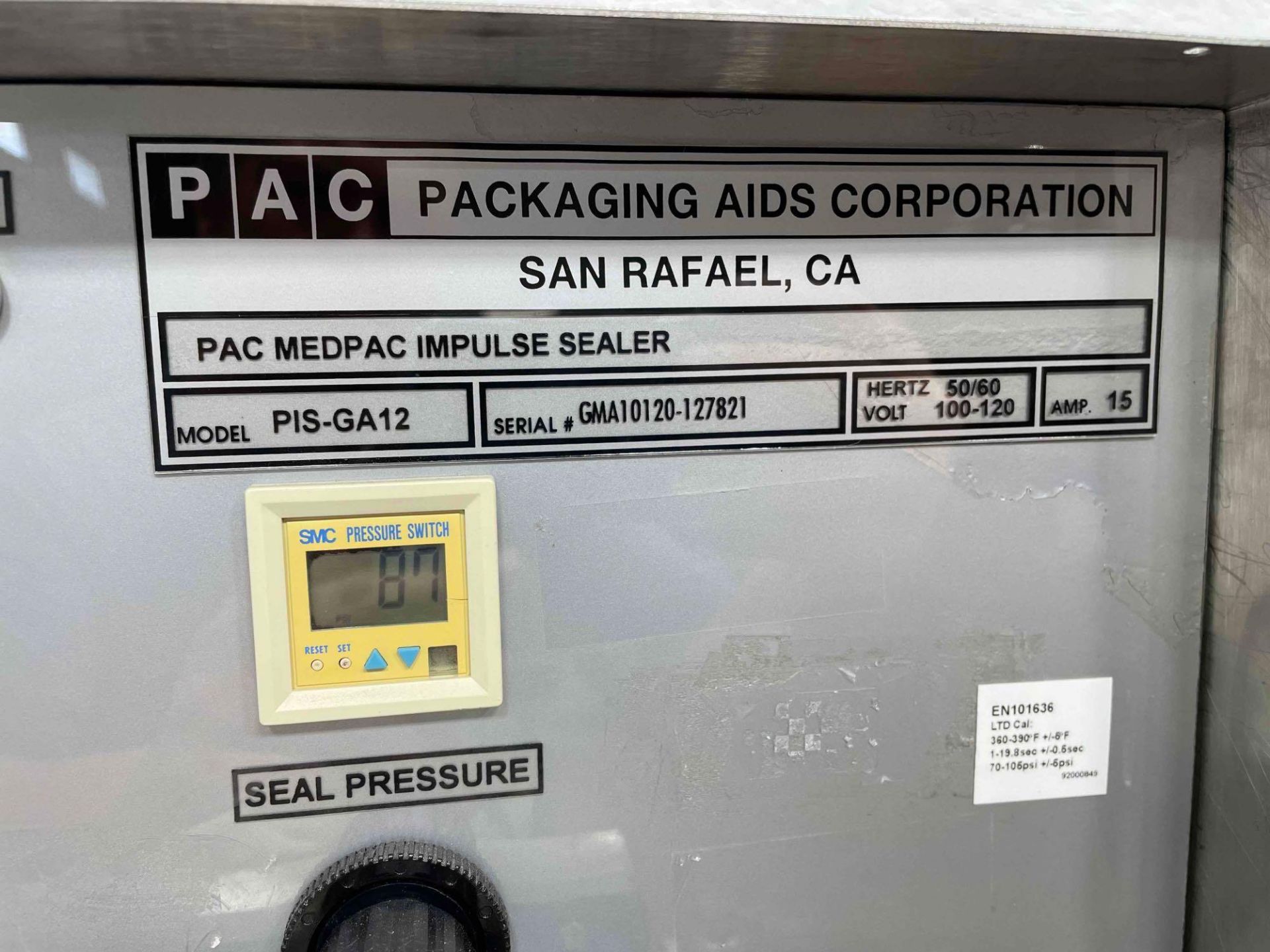 PAC PIS-GA12 Packaging Aids Corporation Impulse Sealer, 12" 120V - Image 12 of 12