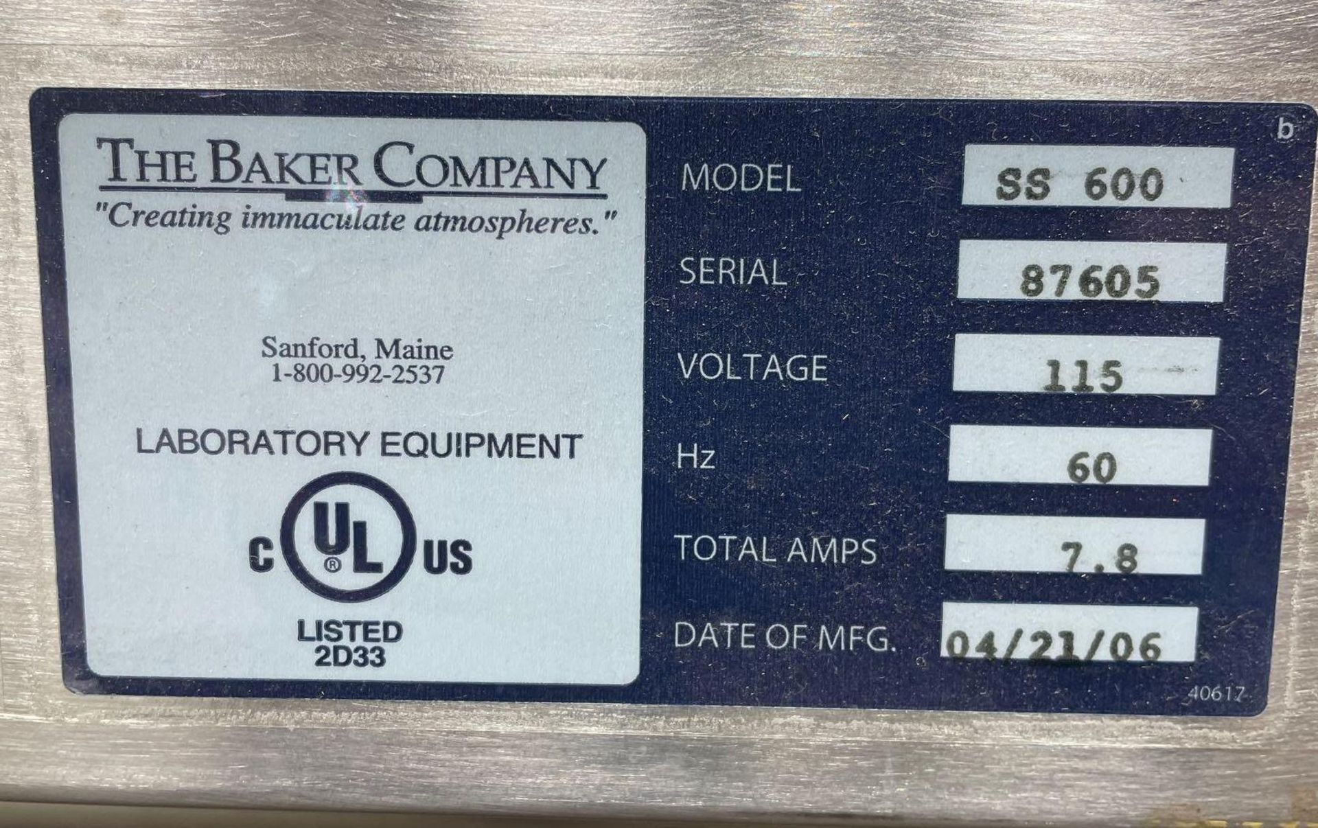 2006 Baker 6 ft SS 600 SterilSHIELD Glovebox w/ Barrier Isolator & Auto Stand - Image 18 of 18