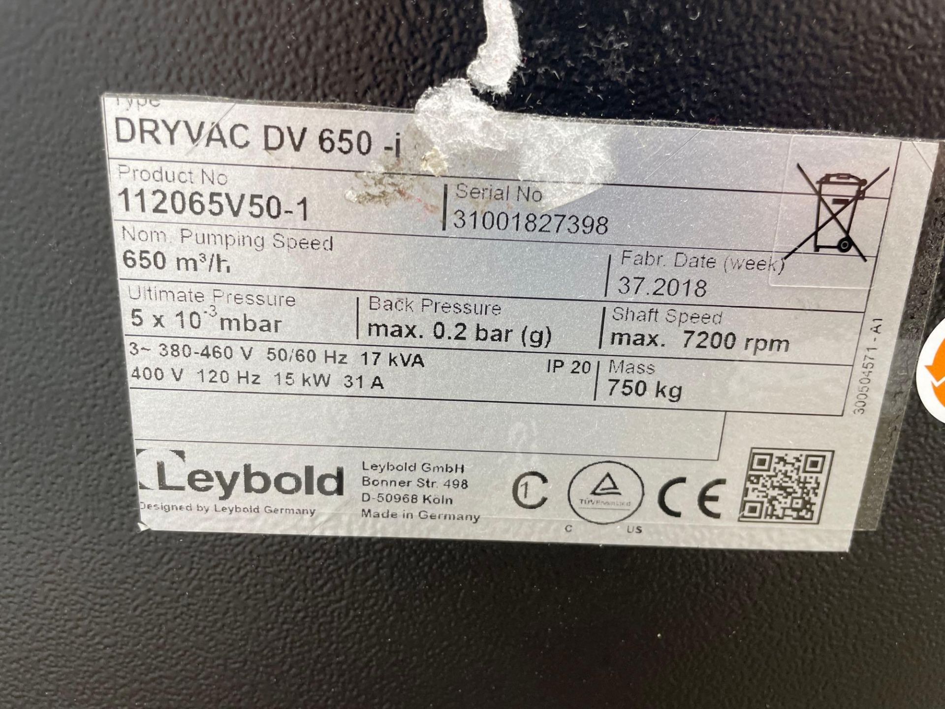 2018 Lebold DV 650i Screw Vacuum Pump, DryVac, Dry Compressing 112120V50-1 - Image 19 of 19