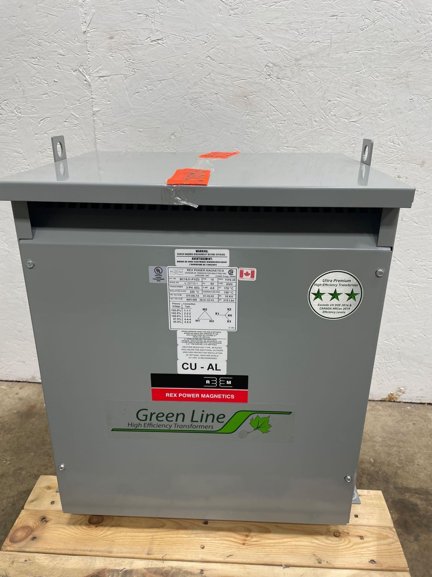 REX 15 kVA 575 Volt to 460Y/266 Volt Three phase ISO Transformer BC15J1-P1/Z3