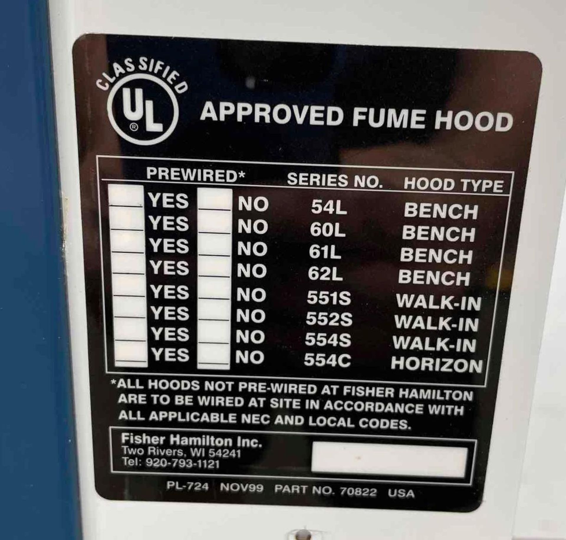 Fisher Hamilton Laboratory Fume Hood Model: SAFEAIRE, 48 in x 32 in x 60 in $75 Basic Lift & Load $3 - Image 9 of 13