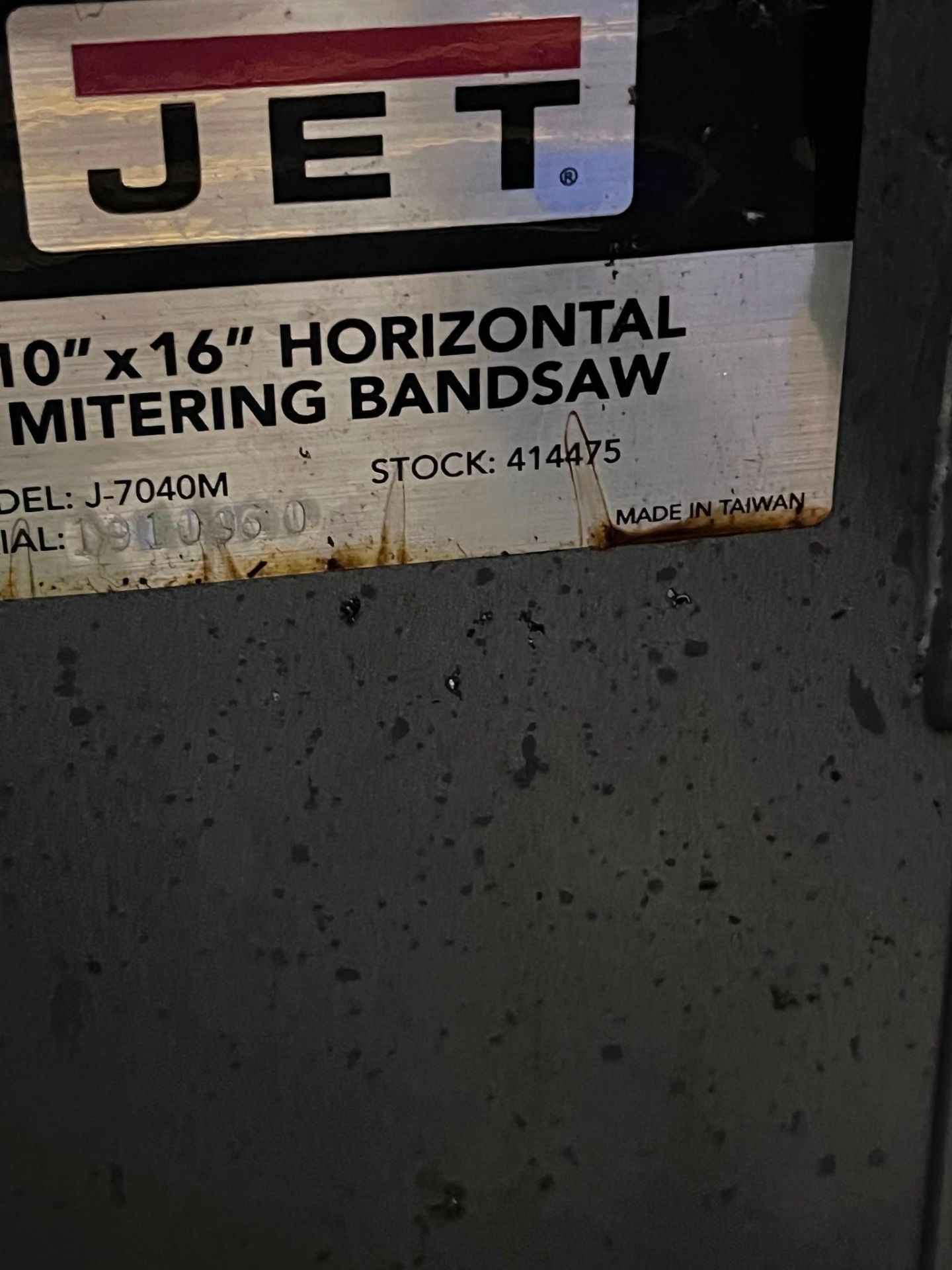 2019 Jet Model J-7040M Horizontal Metal Cutting Bandsaw Stock Number: 414475 Serial No: 1910960 10" - Image 16 of 16