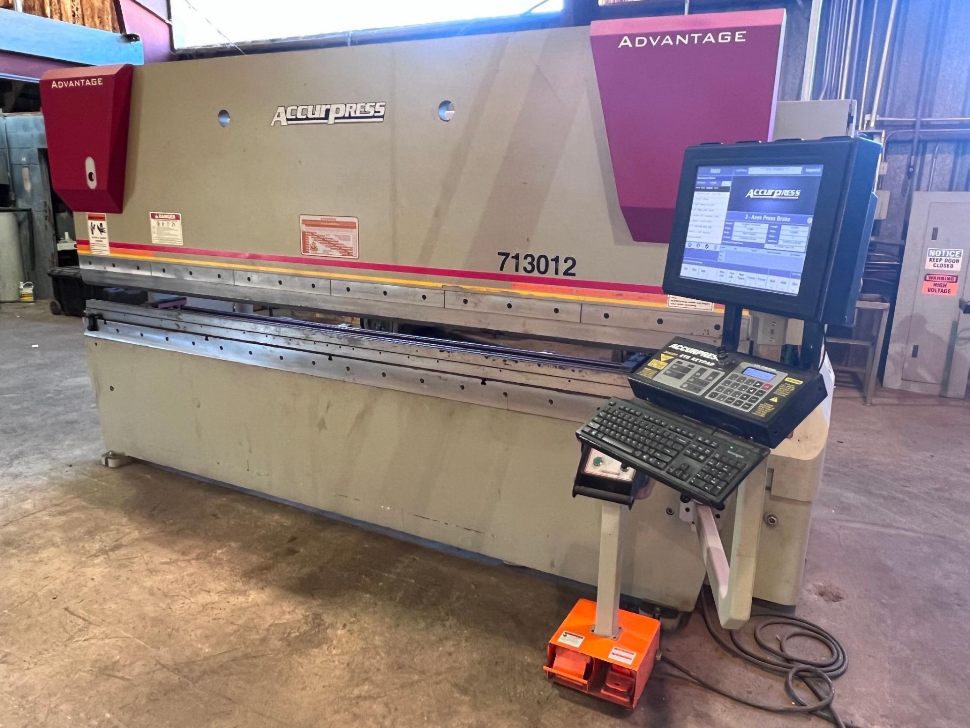 2018 Accurpress 713012 CNC Press Brake Serial Number 12968 Tons: 130 Bed Length: 12' Computer System
