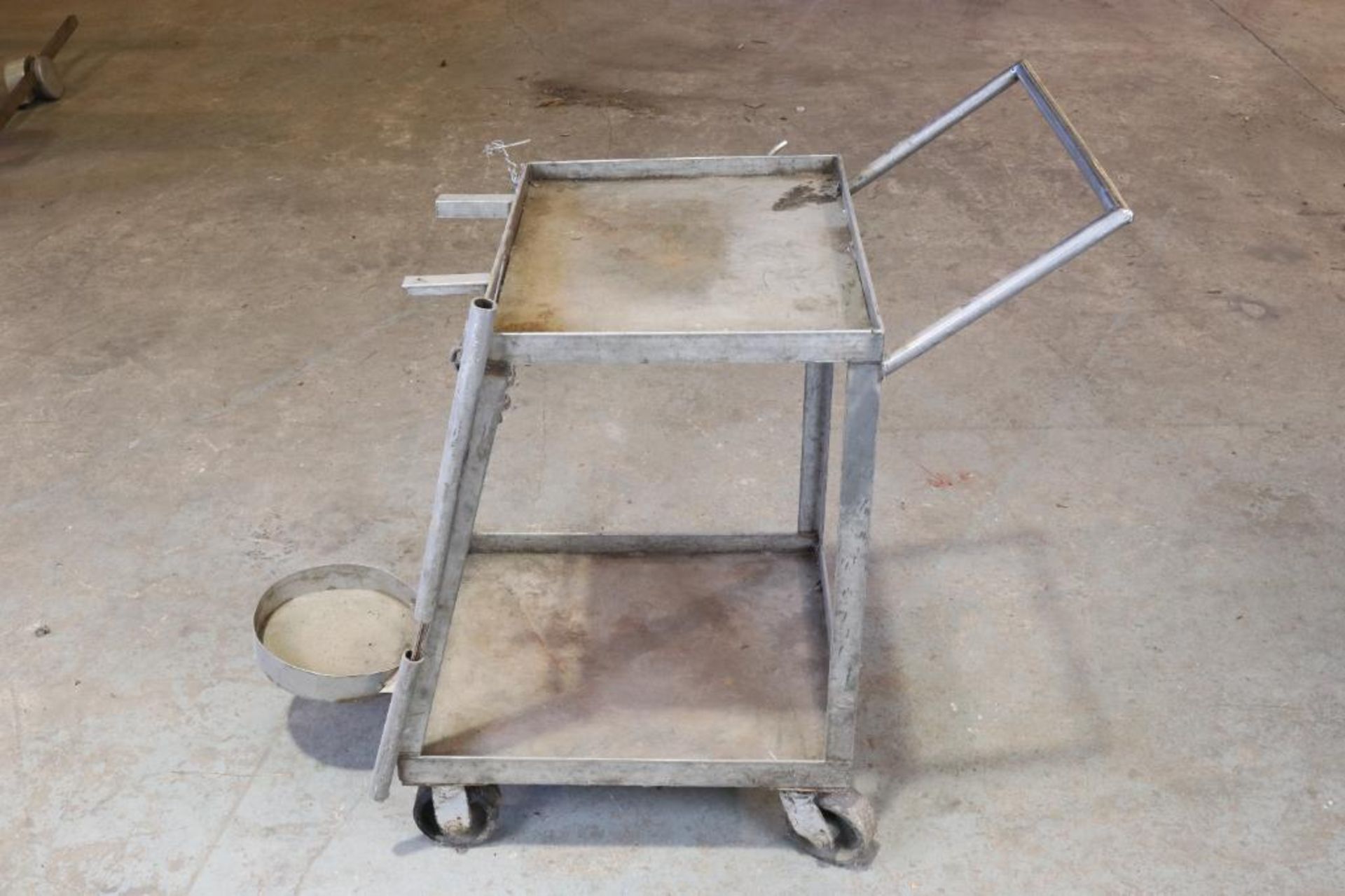 Rolling Metal Welding Table with Bottle Rack and Pipe Stand