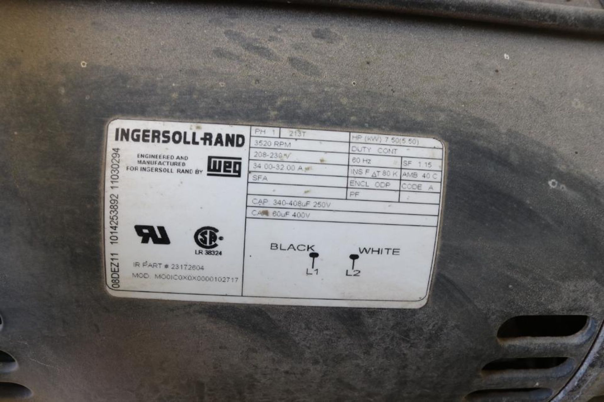 Ingersoll Rand Model 2475.5-P Two Stage Cast Iron Air Compressor Serial Number: CBV554476 230V 60Hz - Image 4 of 9