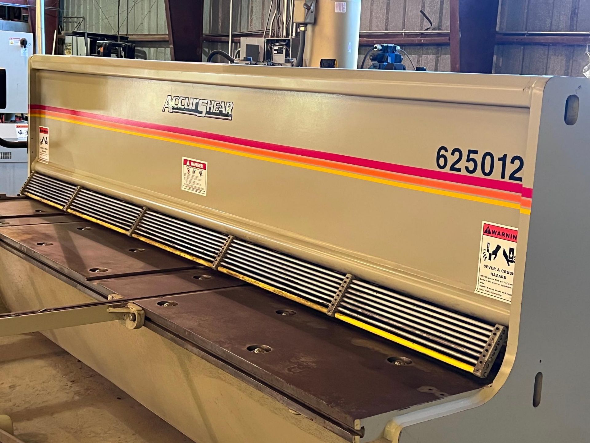2019 Accurshear 625012 Hydraulic Power Squaring Shear Serial Number 7281 Thickness: .25" Mild Steel - Image 3 of 29