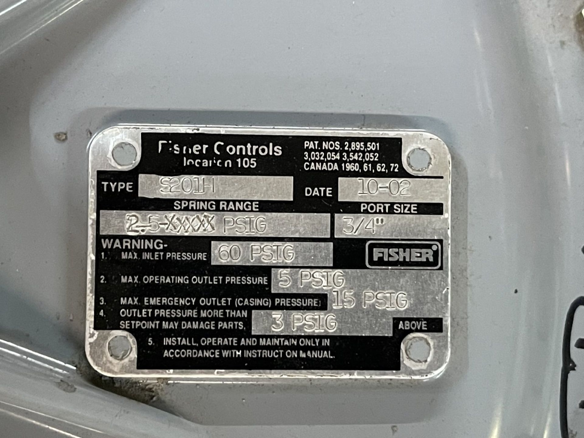 Fisher Controls S201H Pressure Regulator - Image 2 of 2