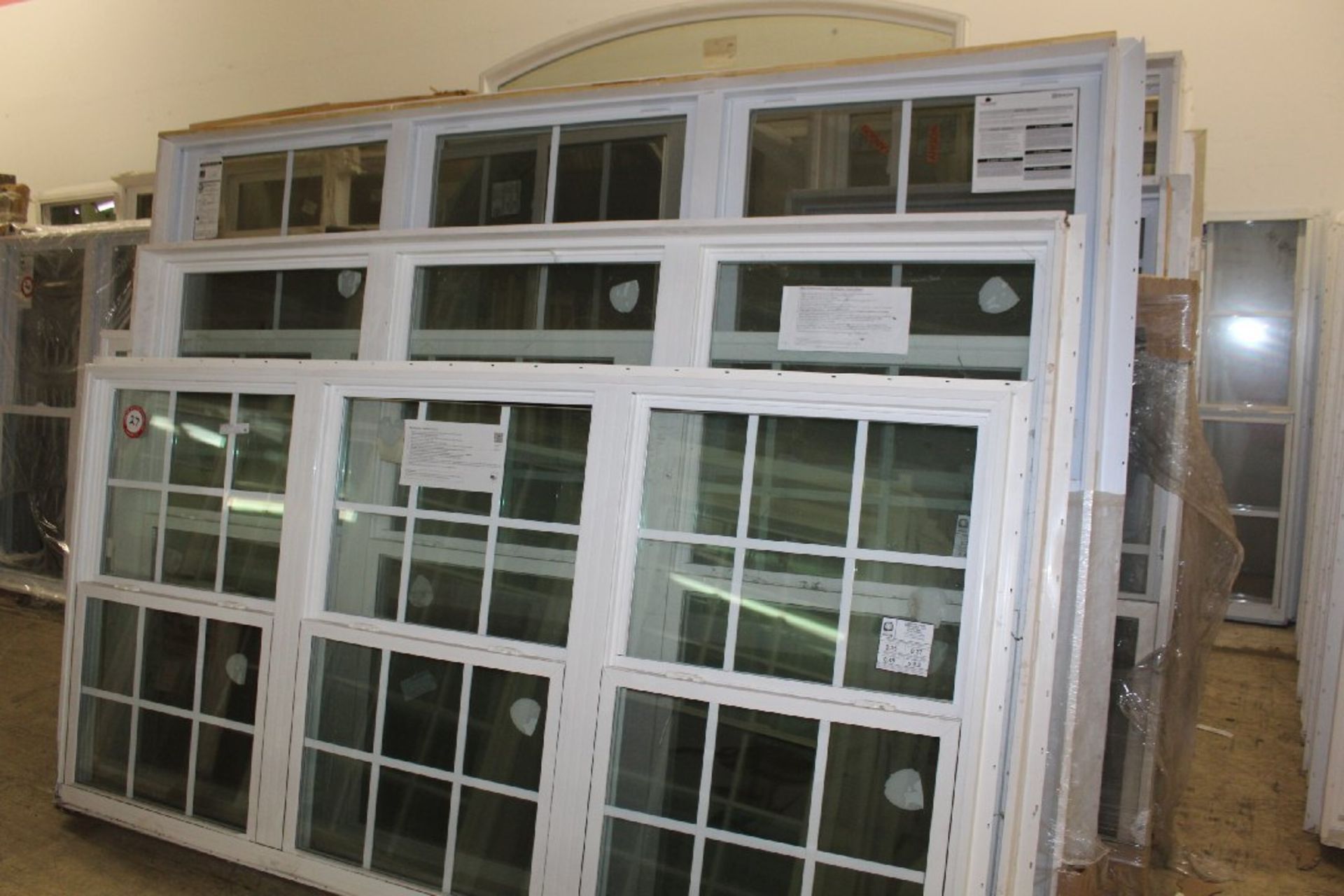 Assorted Single, Double, Triple, Quantity of 35 windows = 96x48", 96x60" 108" x 52", 108" x 72",