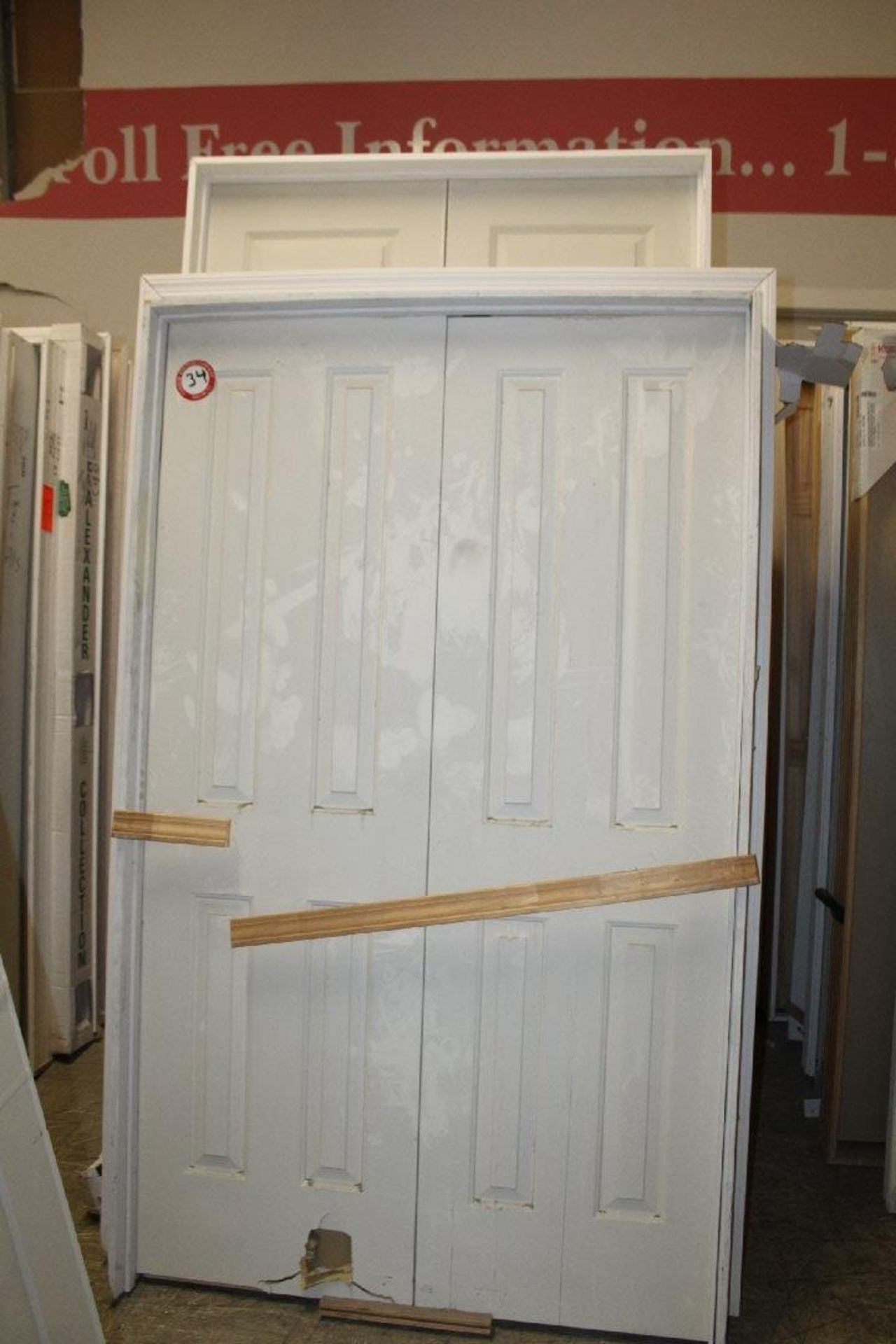 Size 48" x 80", Interior Bi-Hinge Double Doors, Primed White = Quantity of 29. LOCATION: 4313