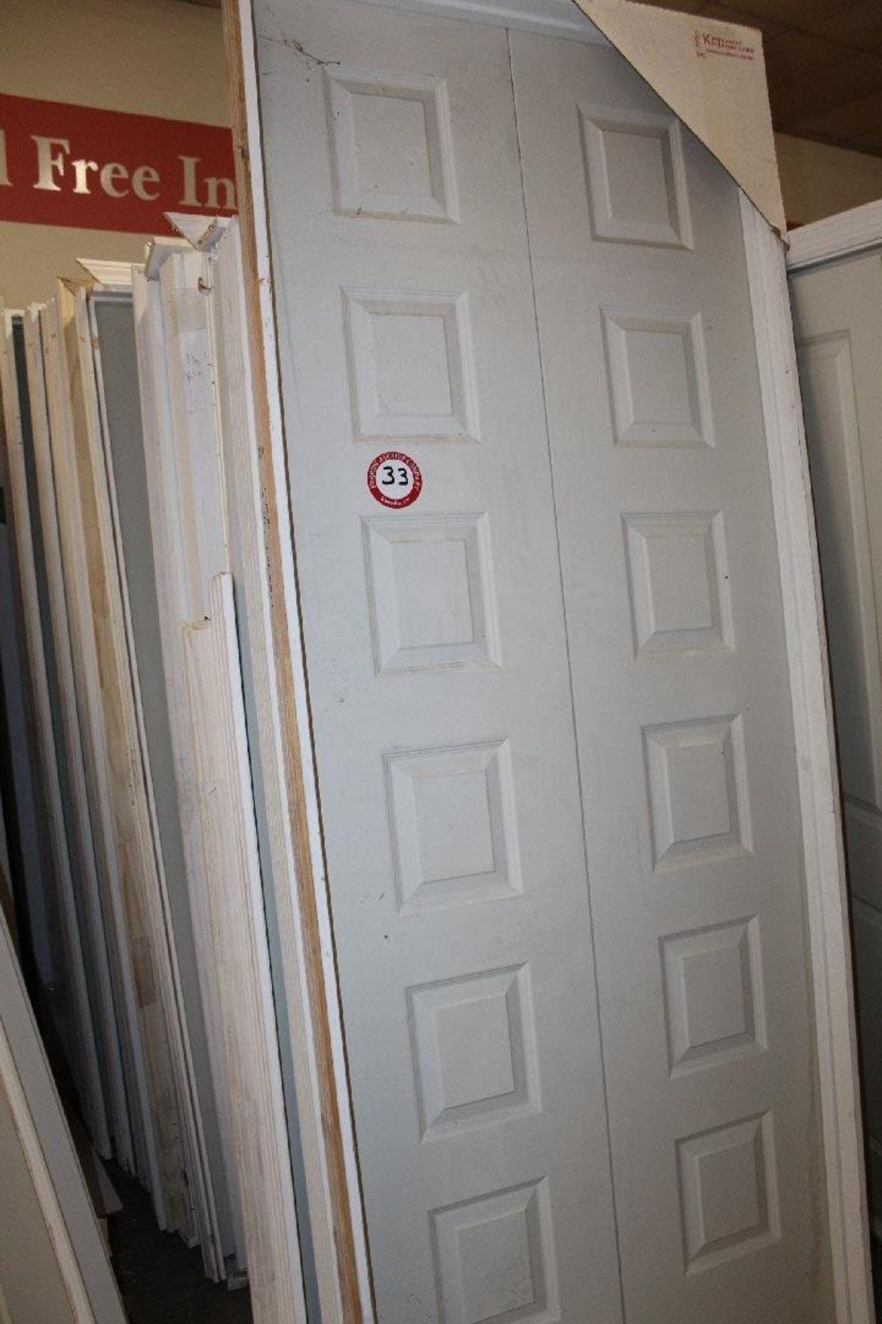 Assorted Sizes 36" - 42", Interior Bi-Hinge Double Doors, Primed White = Quantity of 47. LOCATION: